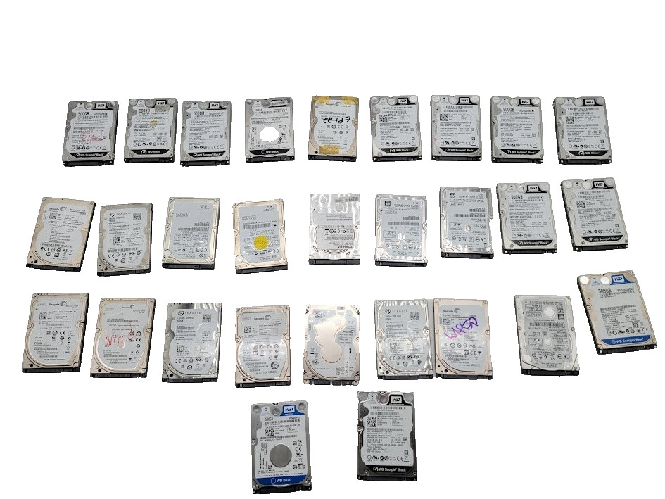 Lot of 29 500GB 2.5" SATA Mixed brands Hard Drive check the description