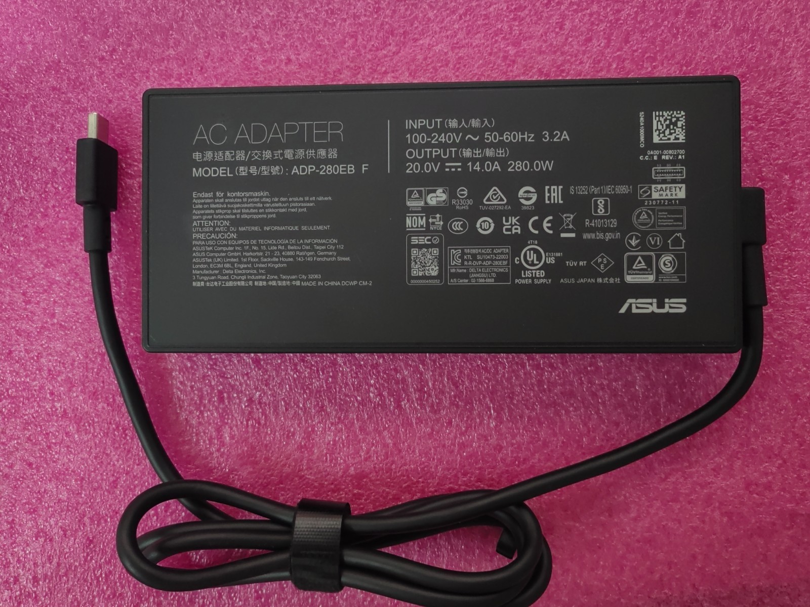20V 14A ADP-280EB F For ASUS ROG Zephyrus Duo (2026) GX651 GX651AR 280W Original