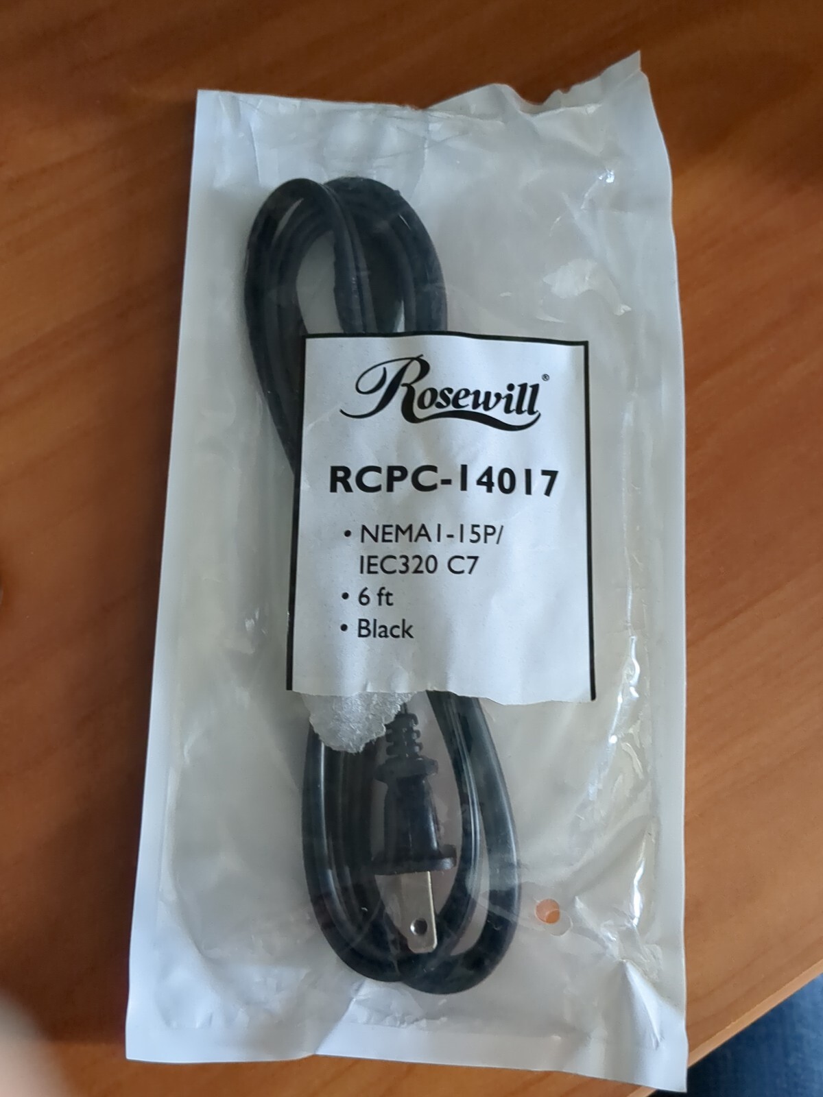 NEVER USED Rosewill RCPC-14017 AWG 2-Slot Laptop AC Power Cord/Cable 6 ft Black
