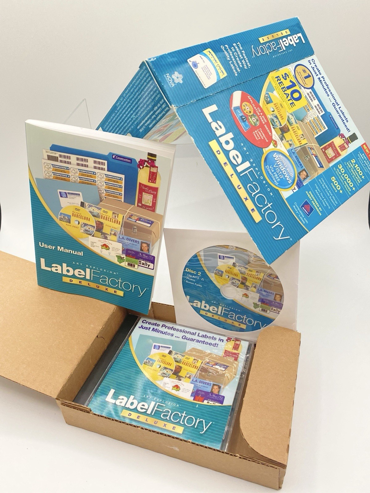 Art Explosion Label Factory Deluxe 3.0 PC CD-ROM NEW Opened Box B507