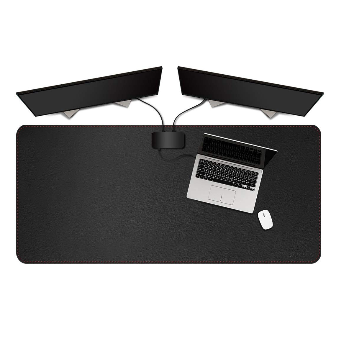 PU Leather Desk Pad 47.2"x23.6" Large NonSlip Waterproof Mouse Mat Black