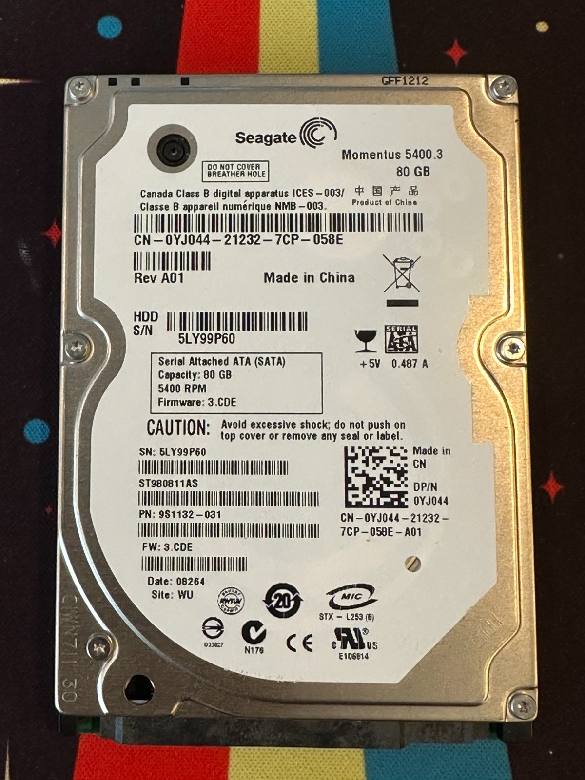 Seagate ST980811AS 9S1132-031 80GB HD 5400.3 Momentus