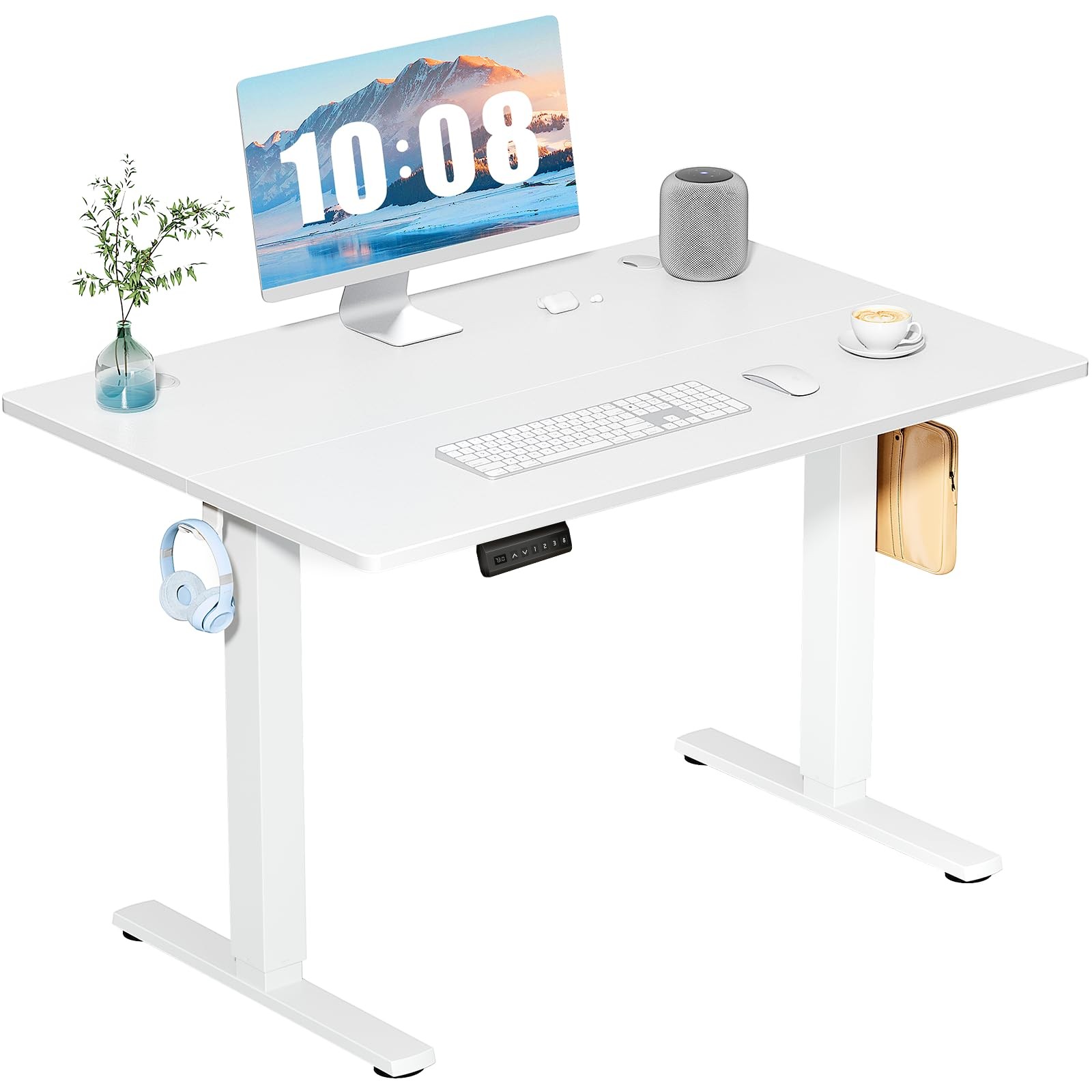 DUMOS 40 Inch Electric Standing Desk Height Adjustable, Sit to 40-Inch, White