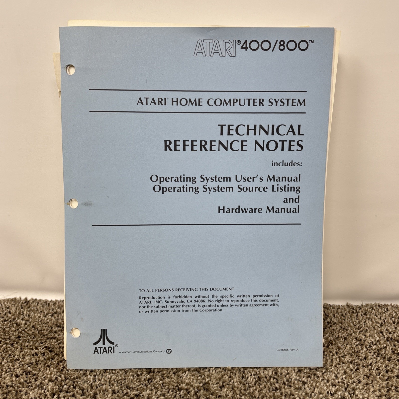 1982 Atari 400/800 Technical Reference Notes No Binder Rare 