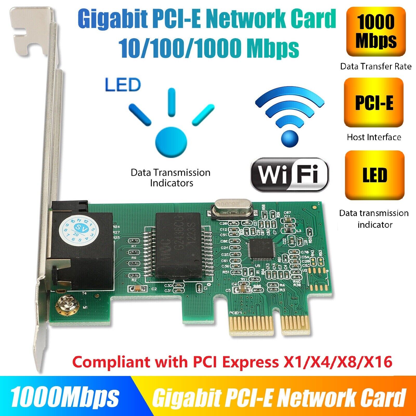 Gigabit Ethernet LAN PCI-E PCI Express Network Controller Card 10/100/1000 Mbps