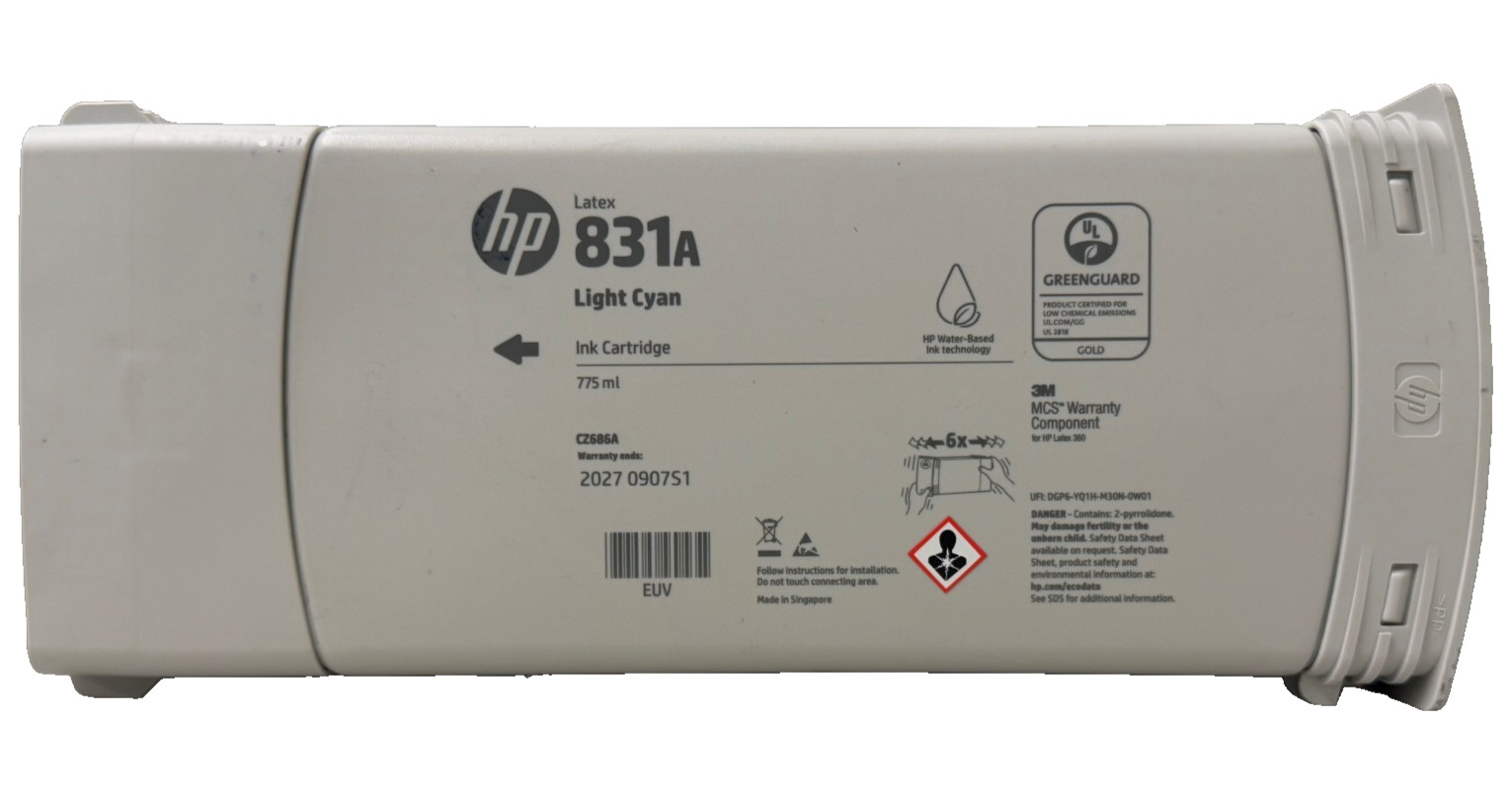 New Genuine HP 831A Light Cyan Latex Ink Cartridge 775ml CZ686A