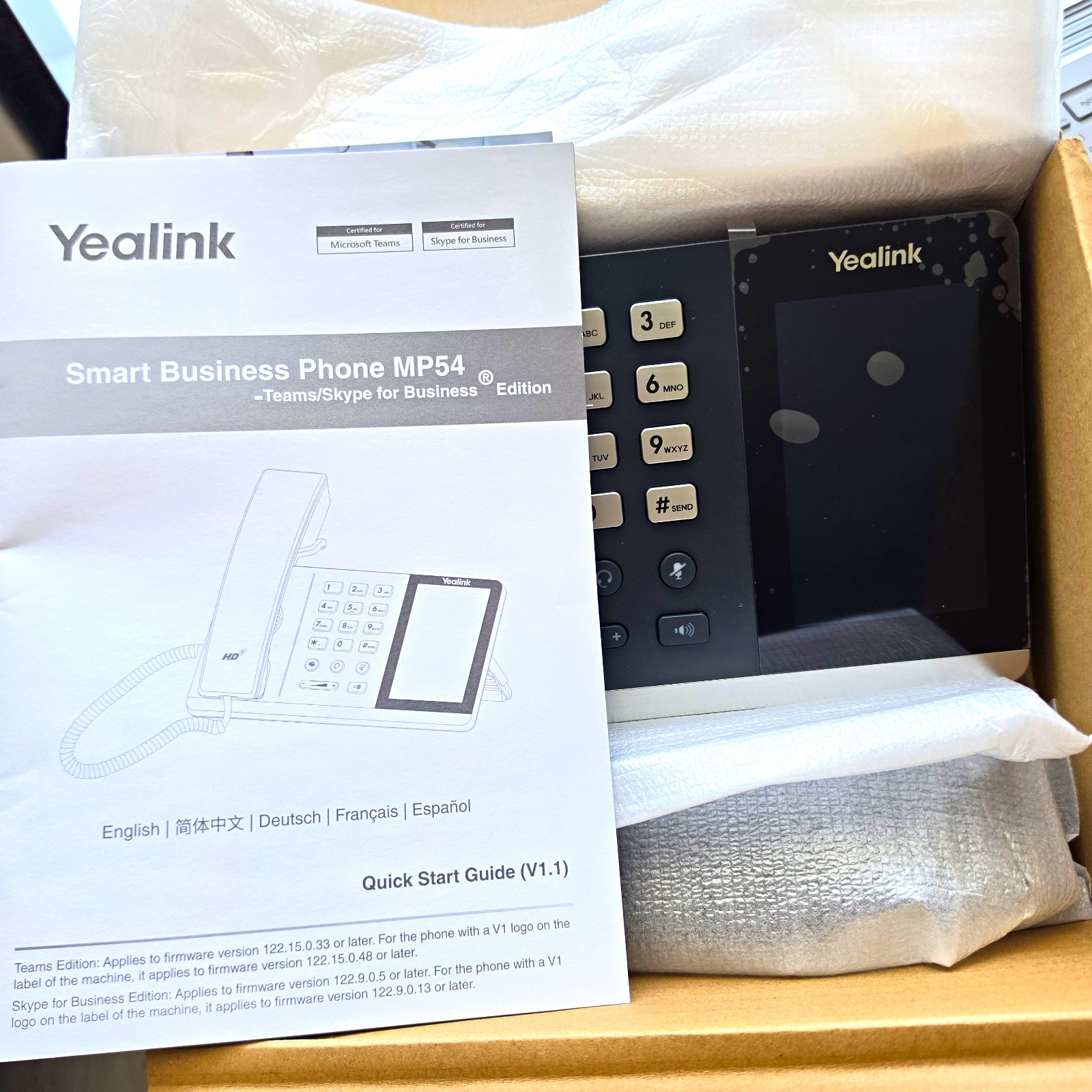 Yealink Smart Business Phone MP54 VoIP IP Phone Teams/Skype for Business Black
