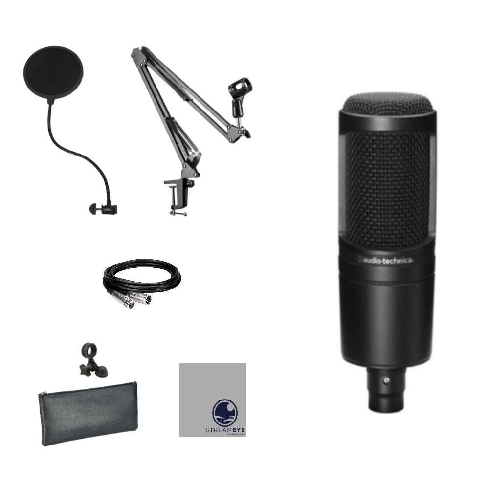 Audio-Technica AT2020 with StreamEye Boom Arm and Accessories