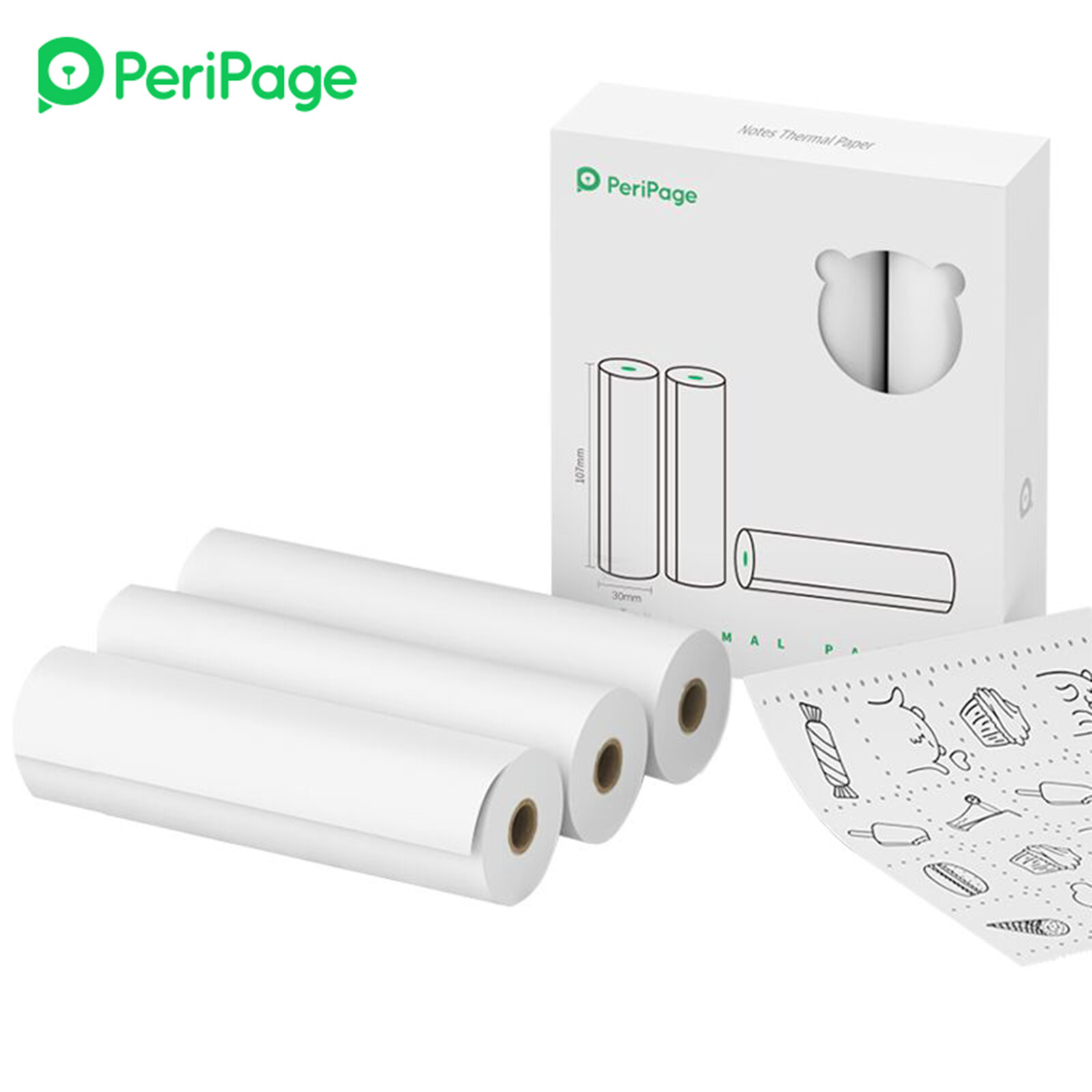  107 x 30mm Notes Thermal Paper Roll BPA-Free Non-adhesive Receipt P2R6