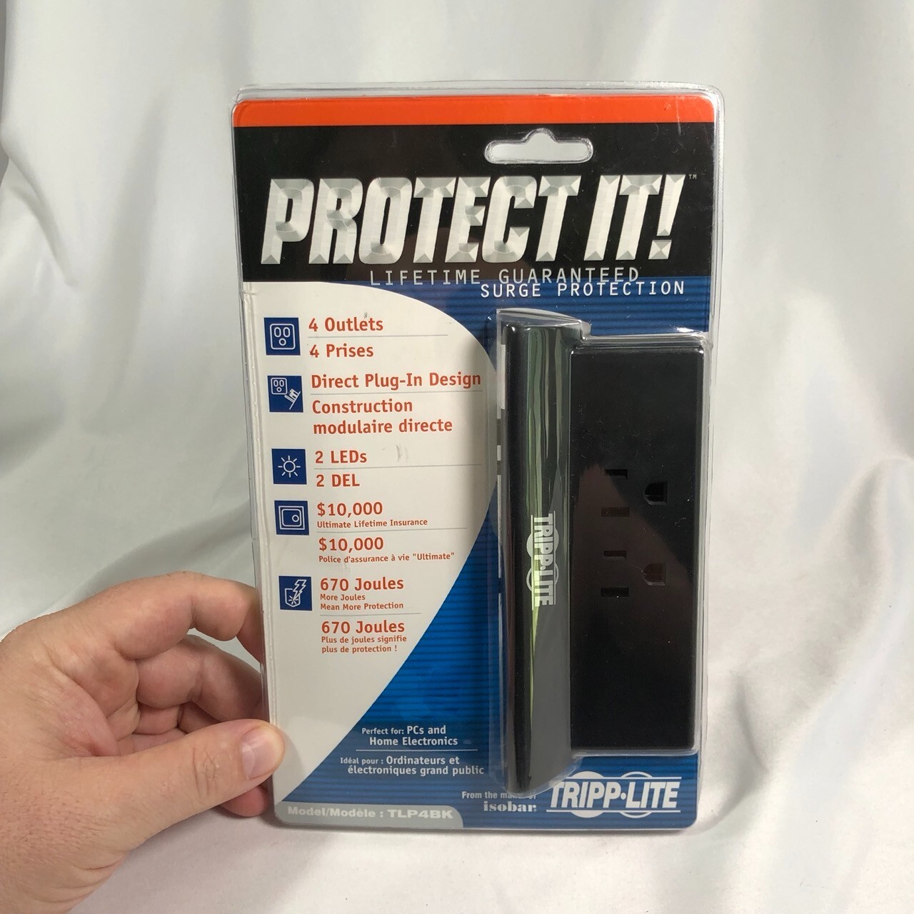 TRIPP LITE TLP4BK Protect It Surge Protector with 4 Side-Mounted Outlets *New*