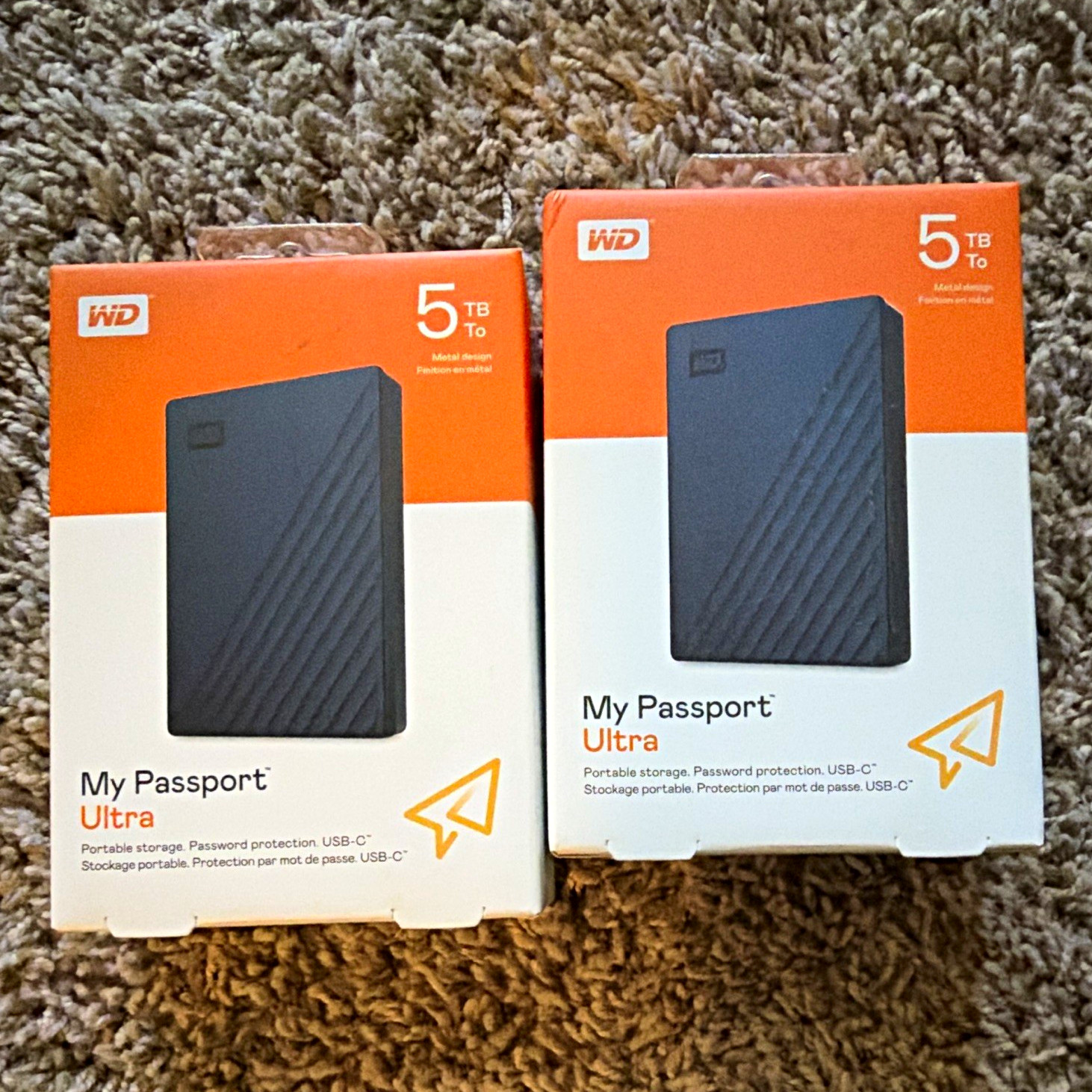WD My Passport Ultra 5TB Portable External HDD, USB-C, Black, Password Protect