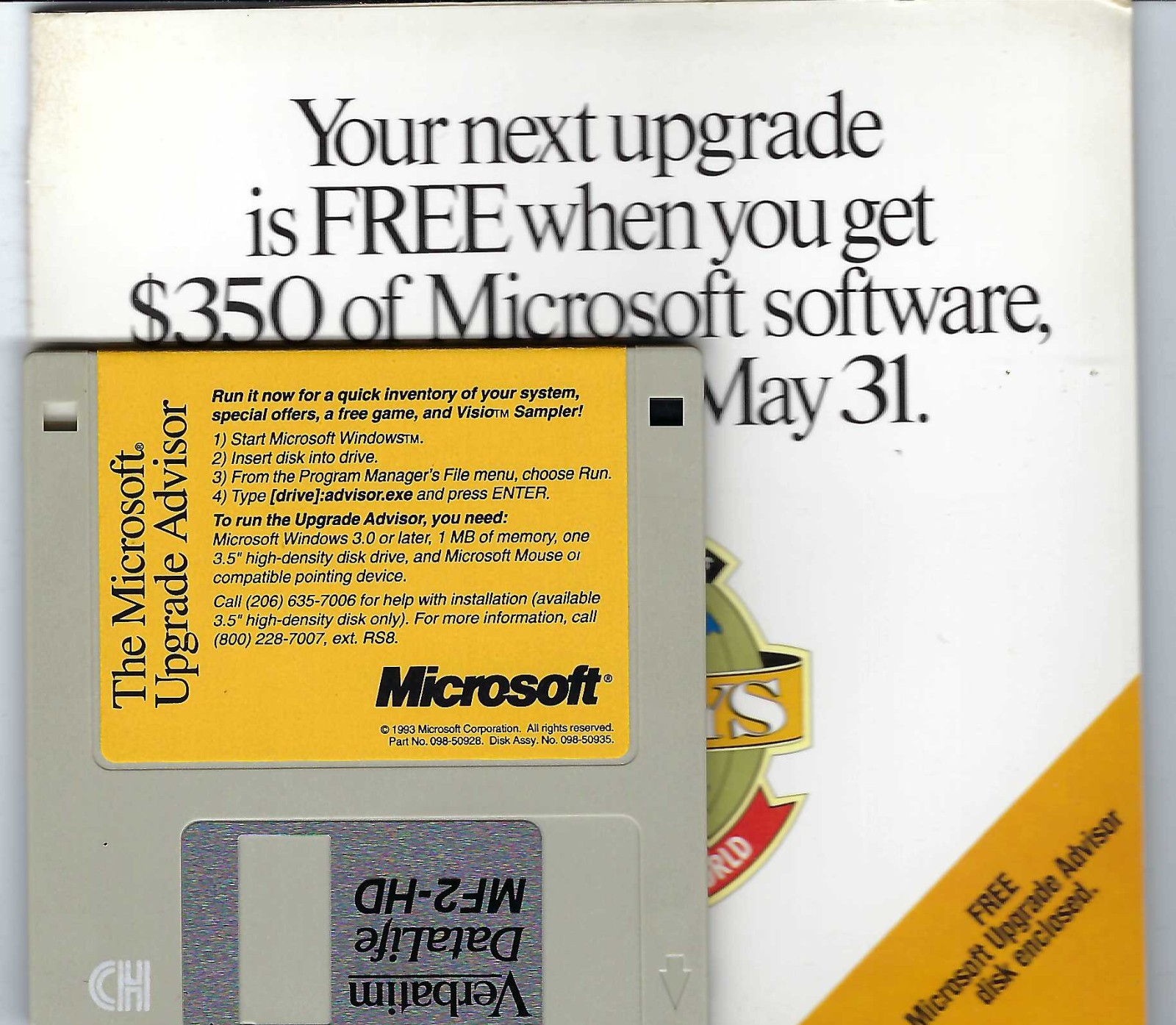 ITHistory SOFTWARE IBM  (1993)  MICROSOFT UPGRADE ADVISOR 3.5" OF