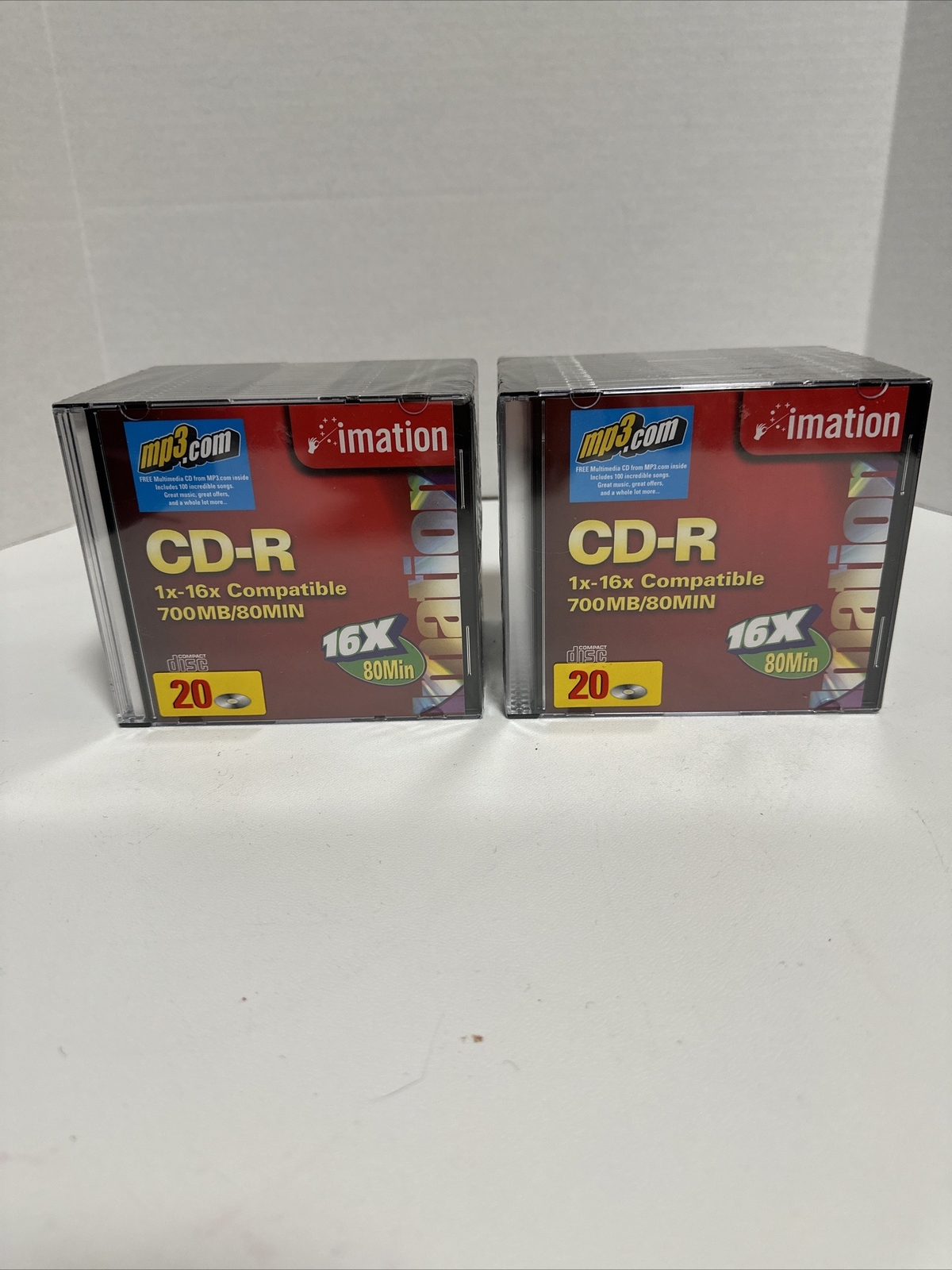 Imation CD-R 20 Pack 16x 80min /700MB 1x-16x Compatible Recordable Disc New 2 PK