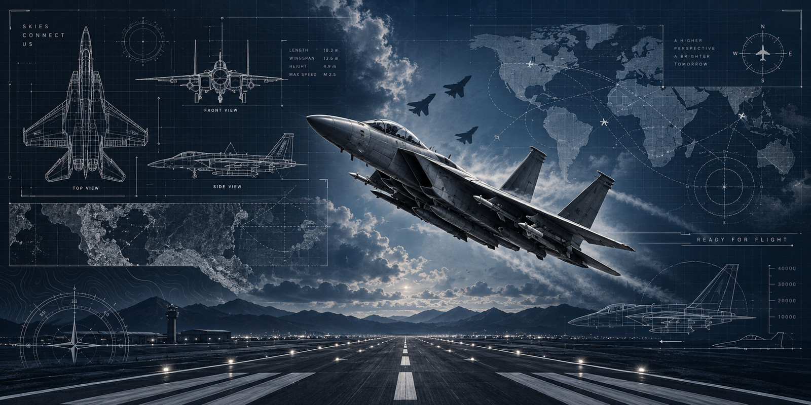 Military Fighter Jet Blueprint Desk Mat Mouse Pad | 2 Sizes | Aviation Art.