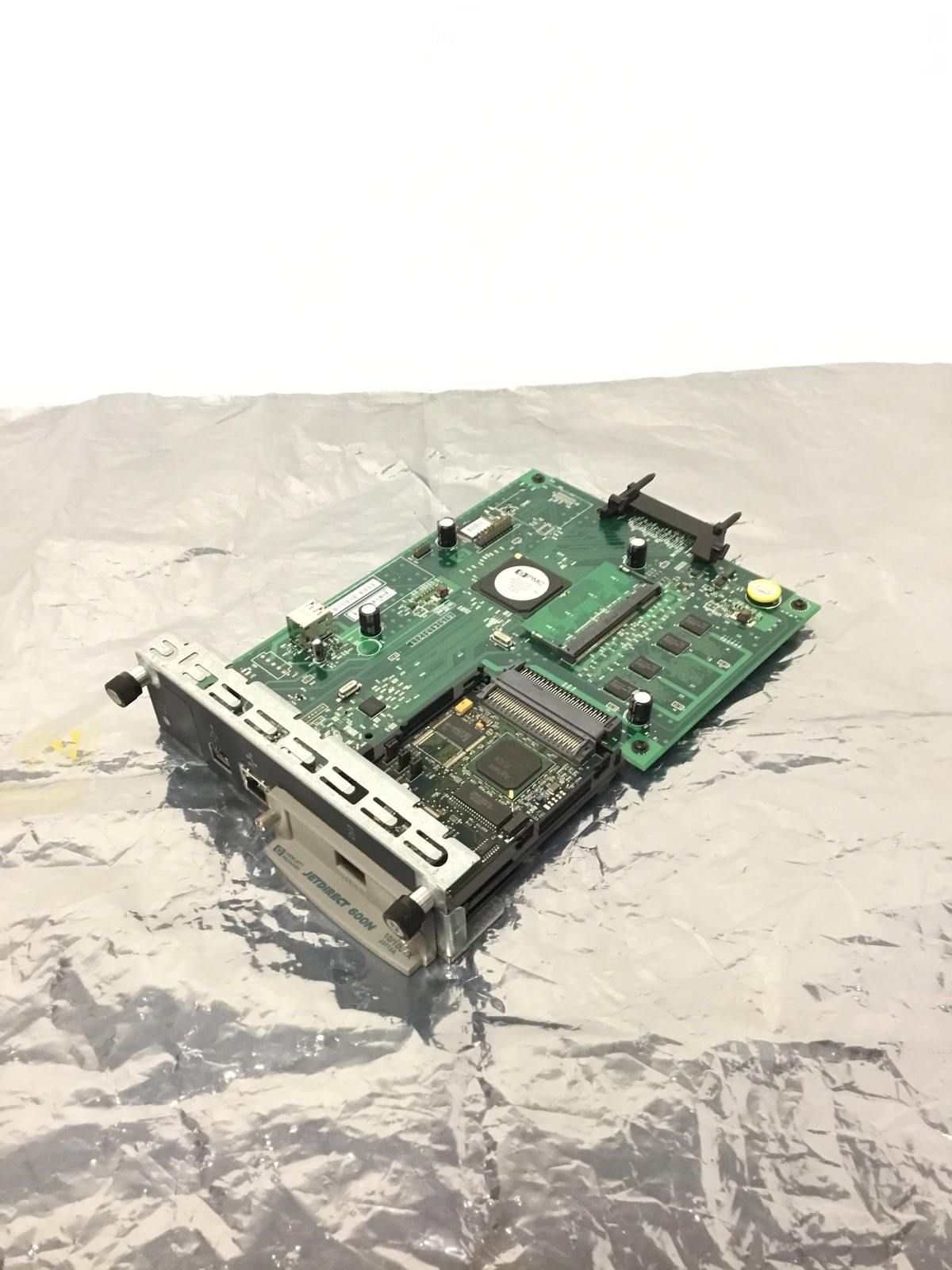 HP CP3525dn Formatter Board CE859-60001 w/ JetDirect 600N Network Card 
