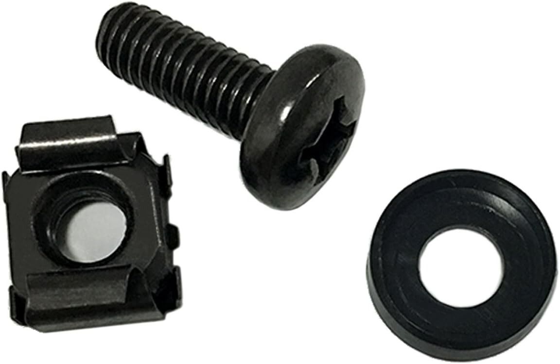 "60-Pack M6 x 16mm Screws and Cage Nuts for Rack Mount 1U 2U 6U 12U - Black "