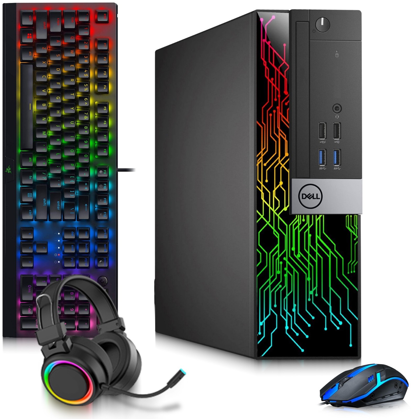 Dell RGB Gaming PC i5-8th 32GB Ram 1TB SSD AMD RX550 24” LED RGB-KB&M Windows 11