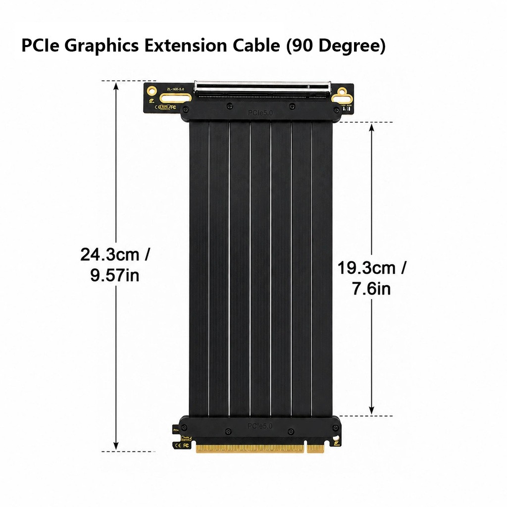 PCIe 5.0 x16 Gen5 Graphics Card Riser Extension Cable for ITX Vertical Mount