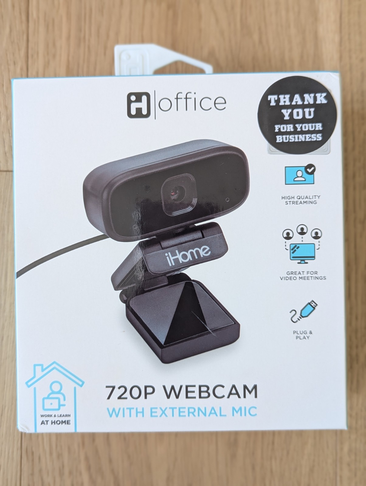 NEW iHome Office 720P USB Plug and Play Webcam with External Mic - Black