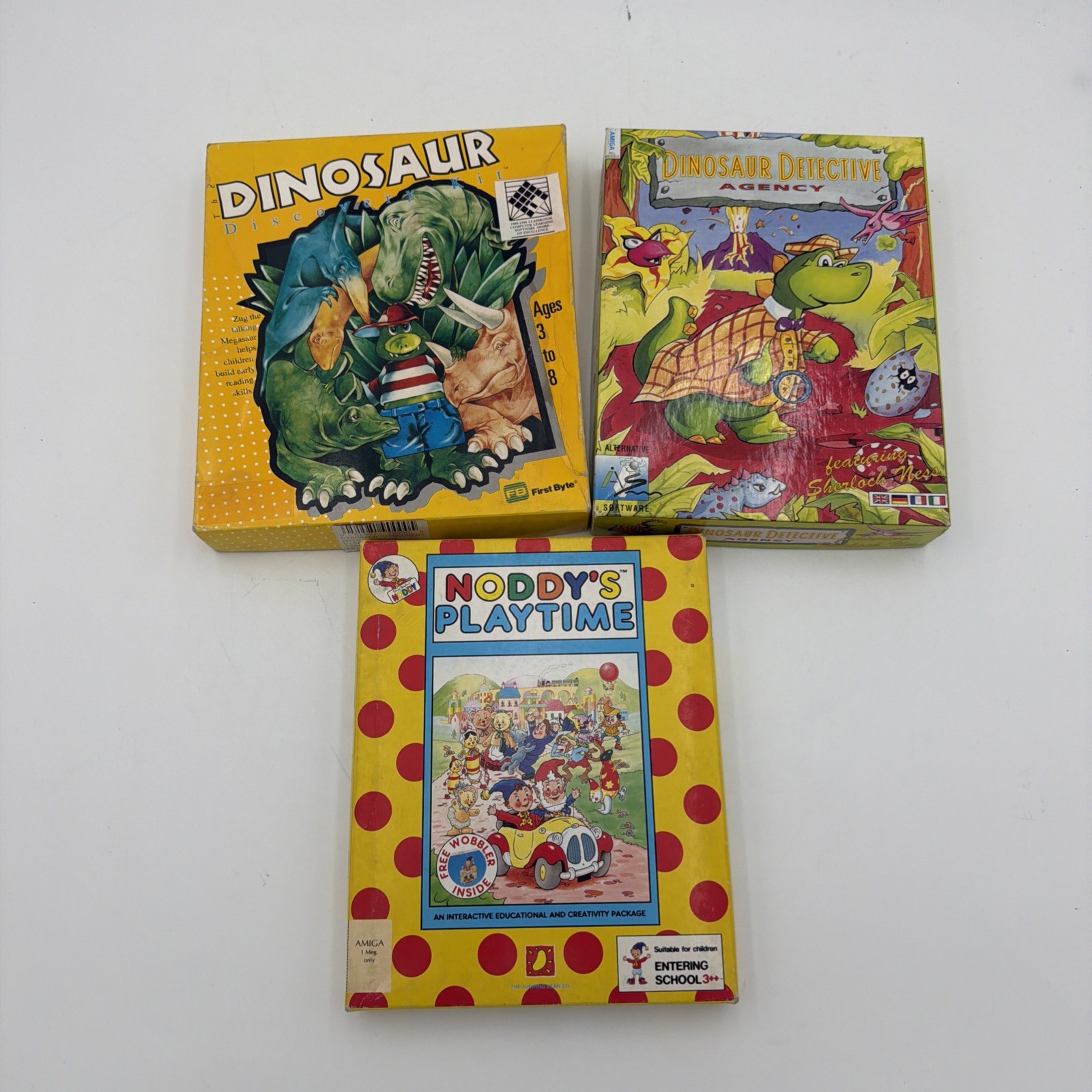 Commodore Amiga Educational Software Lot Noddy Dinosaur 3 Games Complete Tested