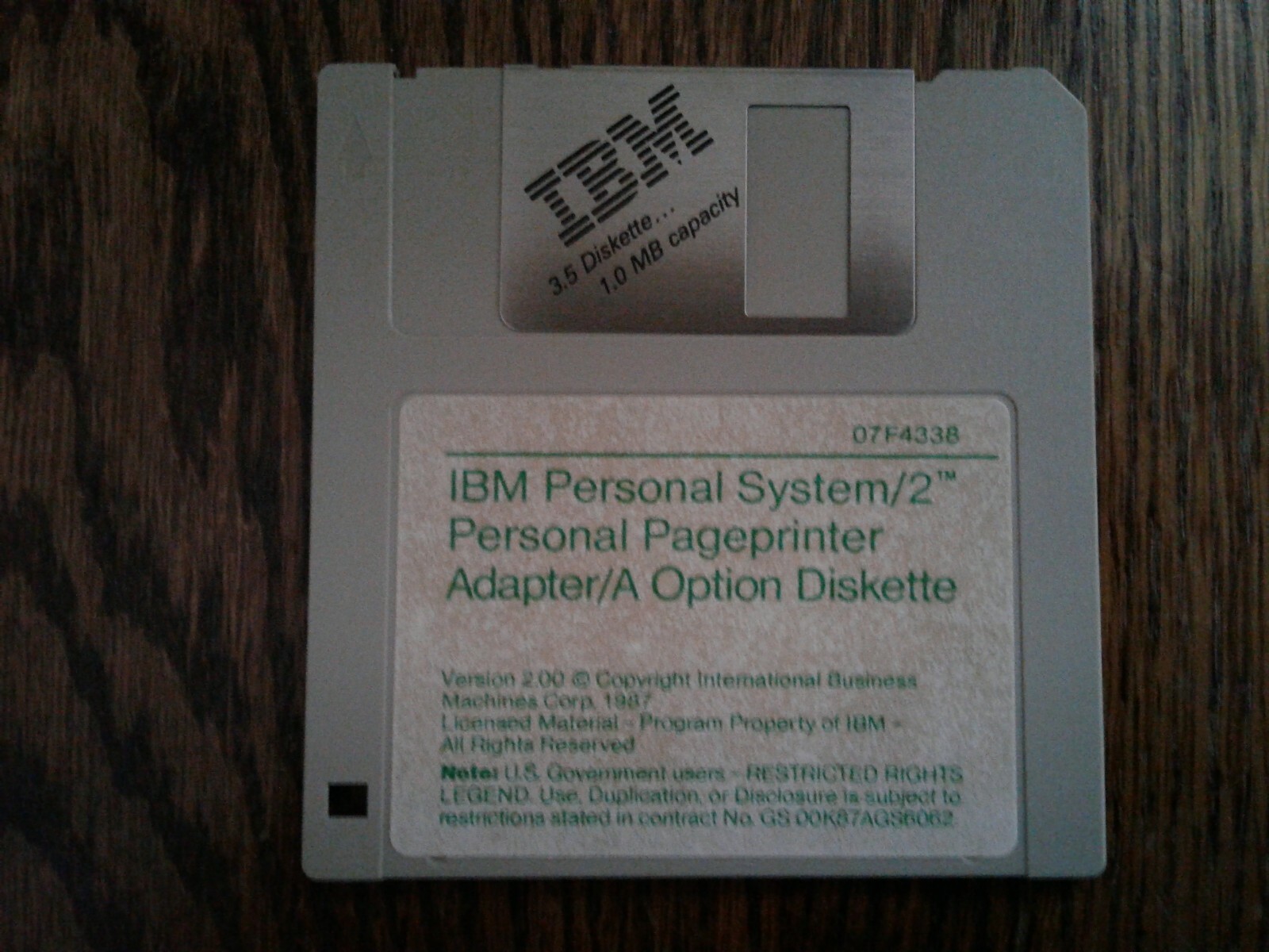 IBM Personal System/2 Personal Pageprinter Adapter/A Option Diskette - Vintage