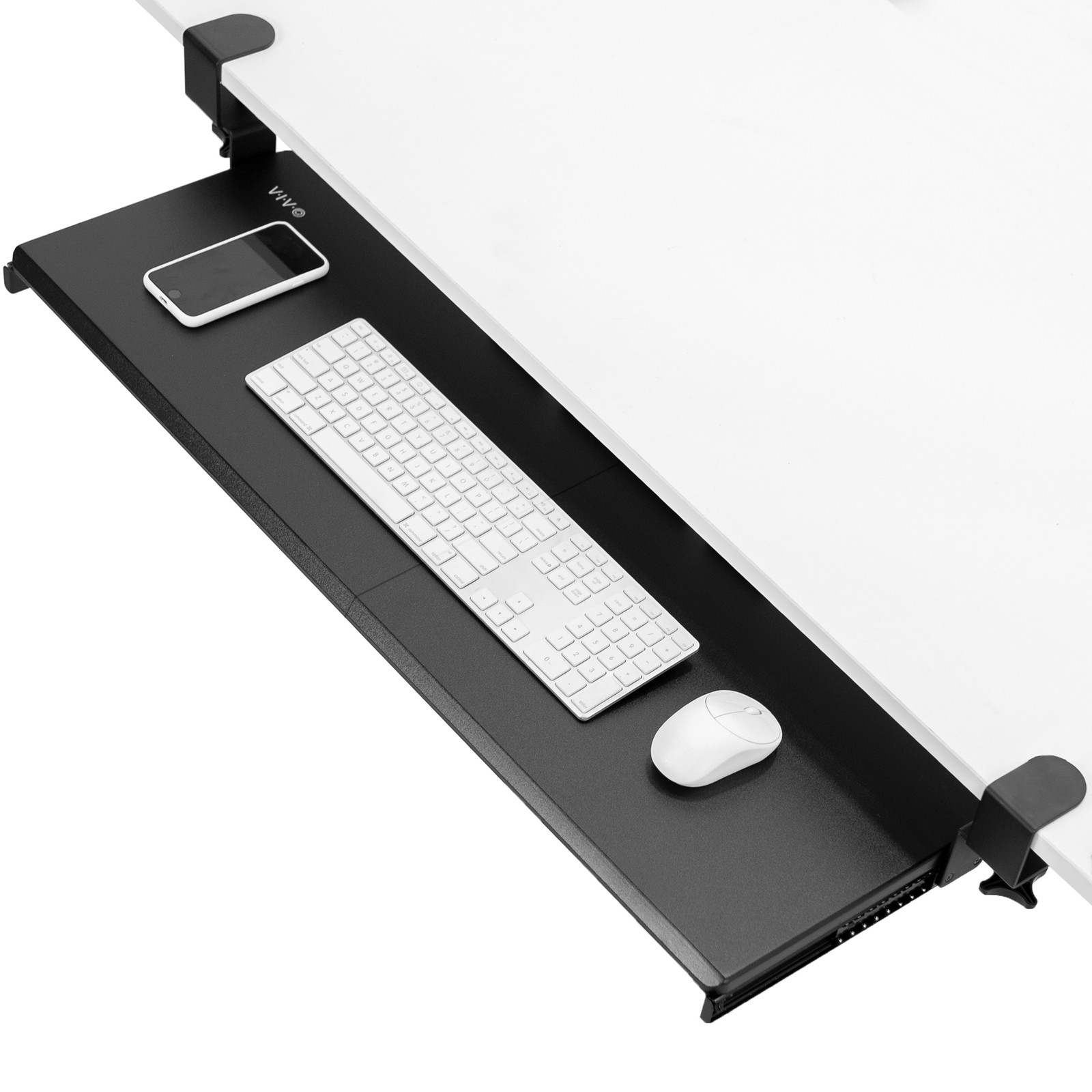 VIVO Black Extra Long Clamp-on Computer Keyboard and Mouse Under Desk Slide Tray