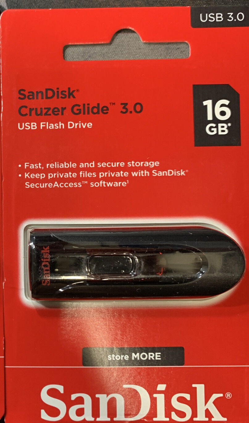 Drive Sandisk Cruzer Glide 16GB 3.0 Flash Drive USB Thumb Drive