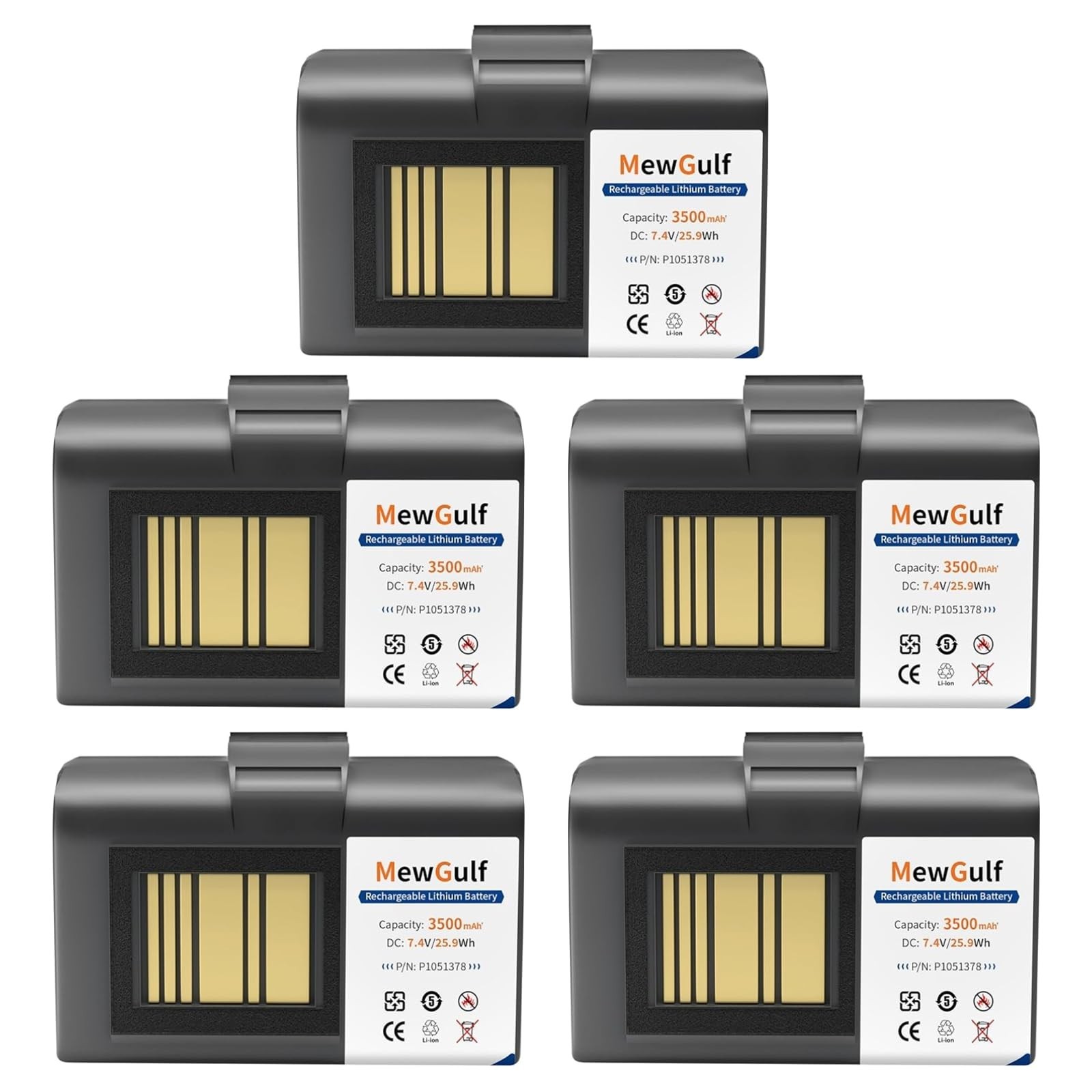 5 Pack 3500mAh ZQ520 ZQ620 Replacement Battery for Zebra Printer ZQ520 ZQ521 ...