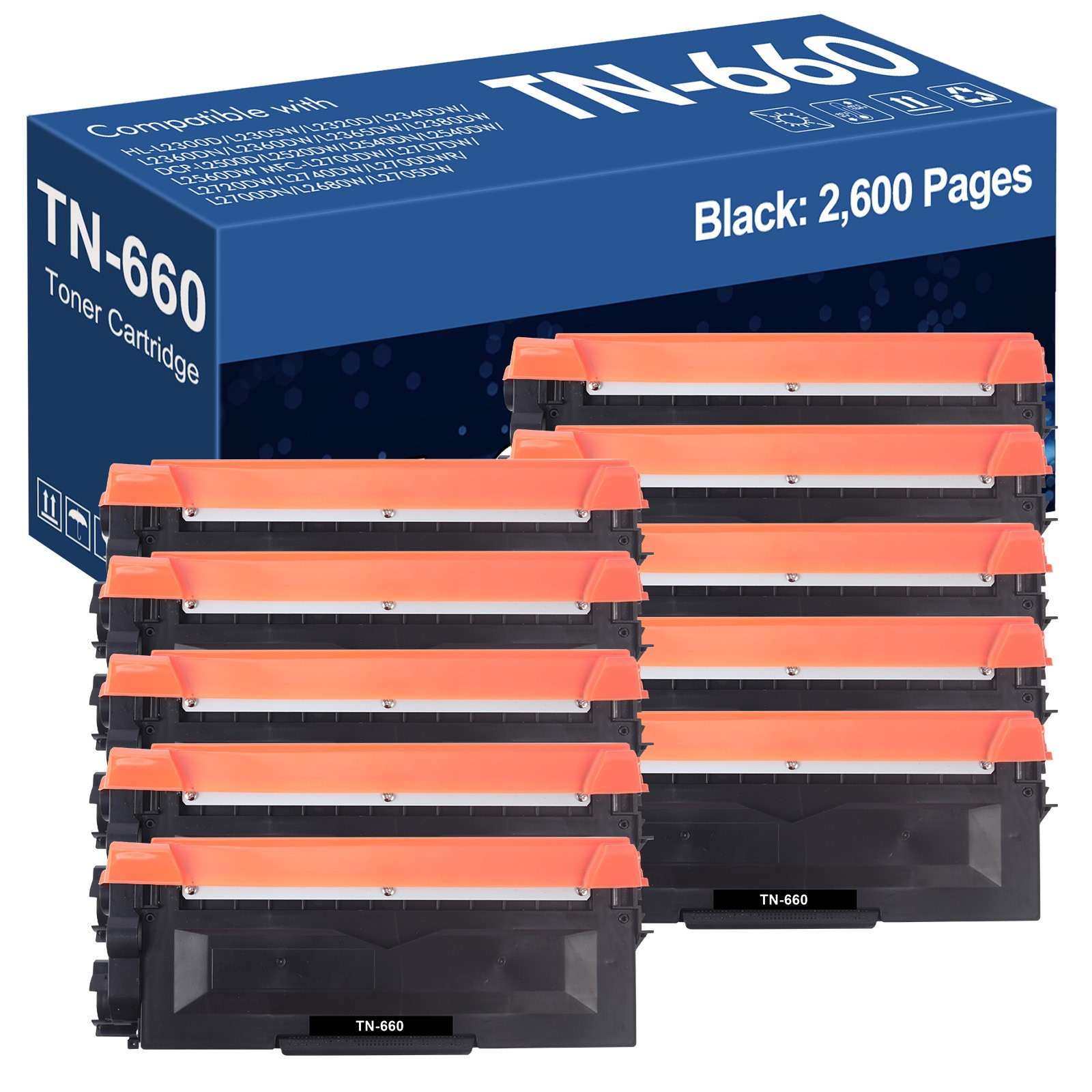 10PK TN-630 TN660 Toner Cartridges Replacement For Brother MFC-L2700DW HL-L2300D