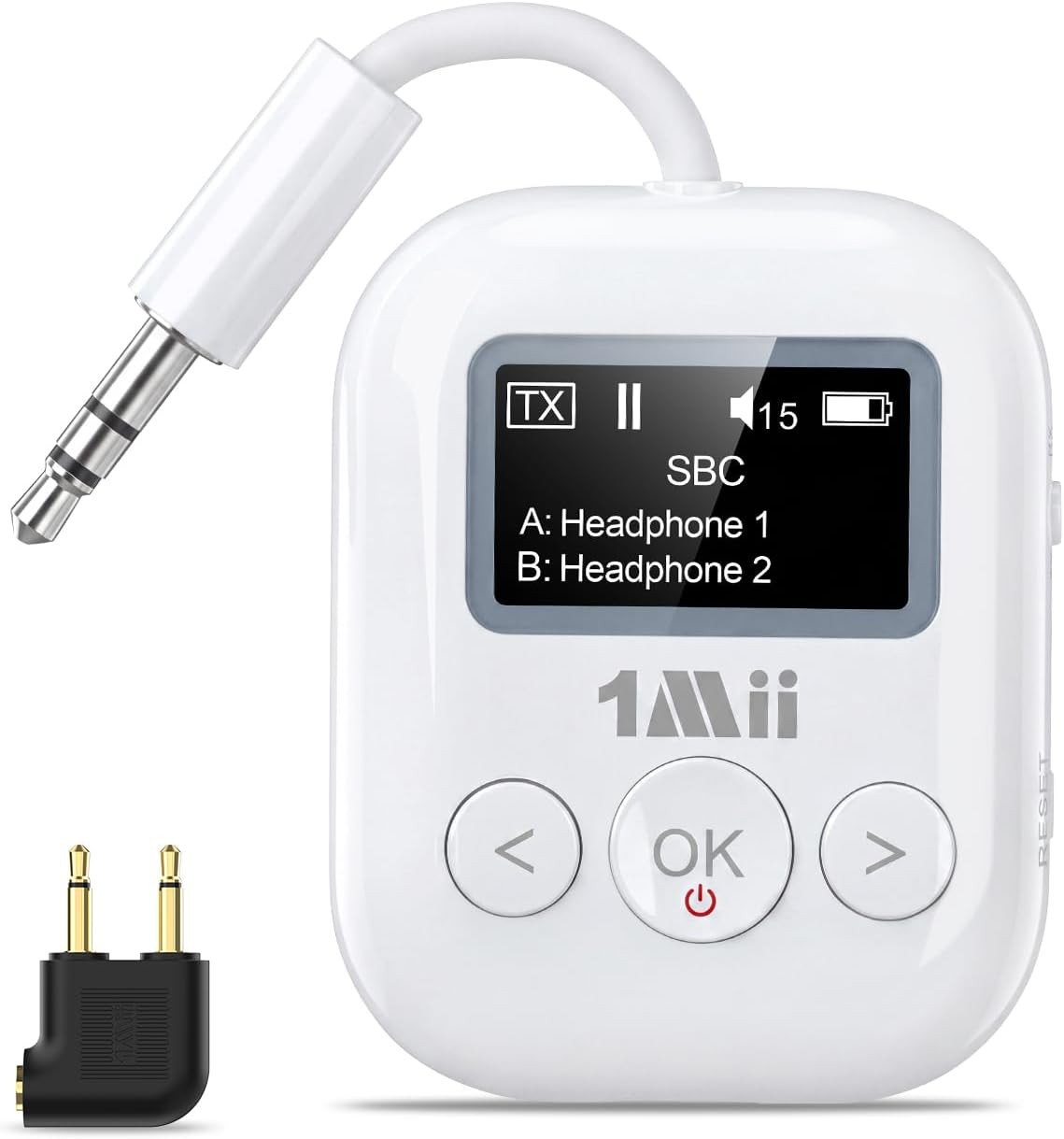 1Mii SafeFly Min+ Airplane Bluetooth Adapter for 2 Wireless Headphones