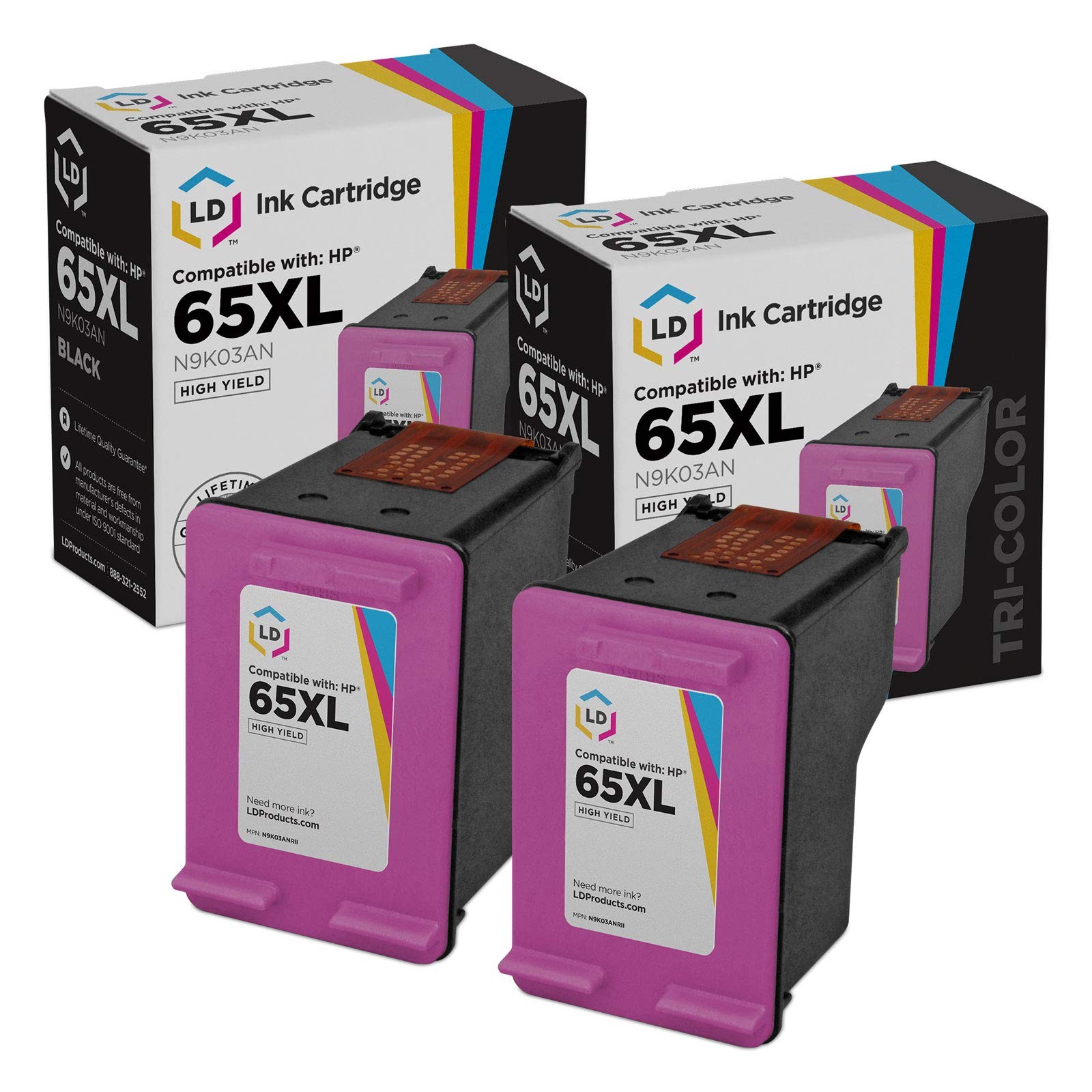 LD Replacement for HP 65XL N9K03AN High Yield Color Ink 2-Pack