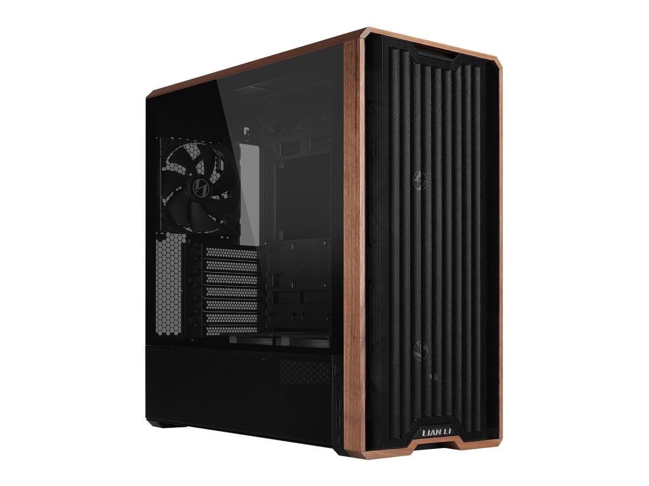 Lian Li LANCOOL 217 Genuine Walnut Wood Computer Case,  Mid-Tower ATX PC Case wi