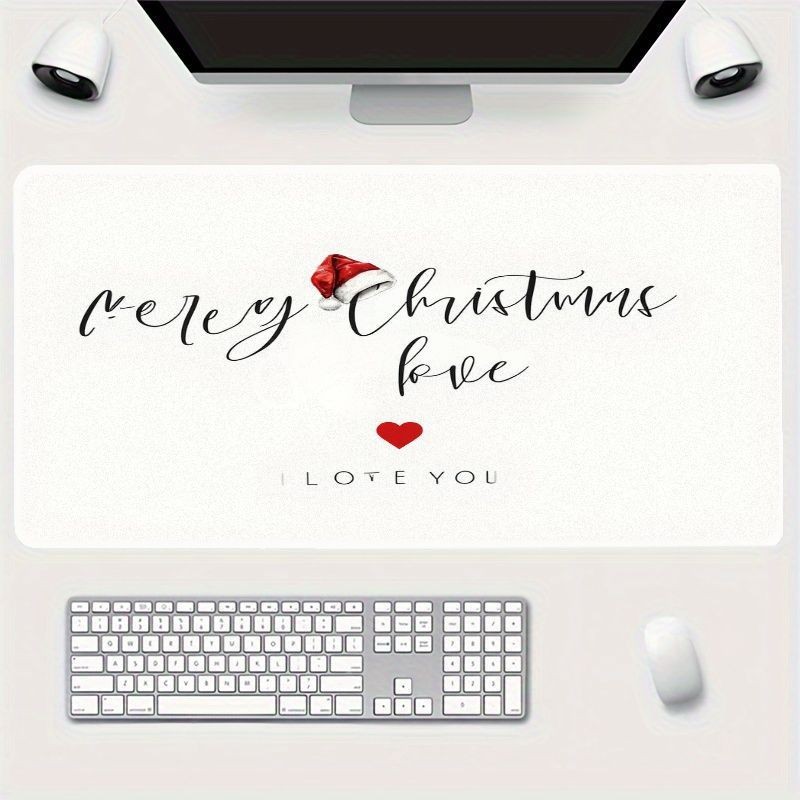Holiday Mouse Pad - Elegant Black Calligraphy Design Saying 'Merry Christmas,