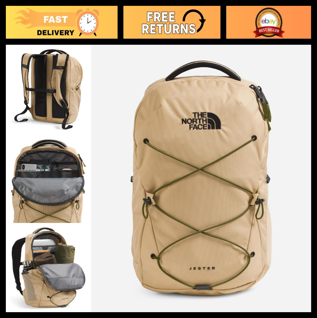 Everyday Laptop Backpack, Khaki Stone/Forest Olive, Durable & Stylish, OSFA