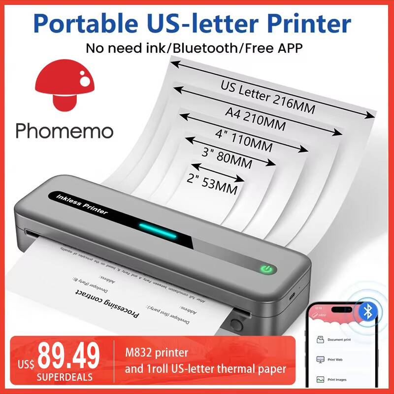 Phomemo M832- A4 Thermal Printer - ink-less Printer for Home or Office