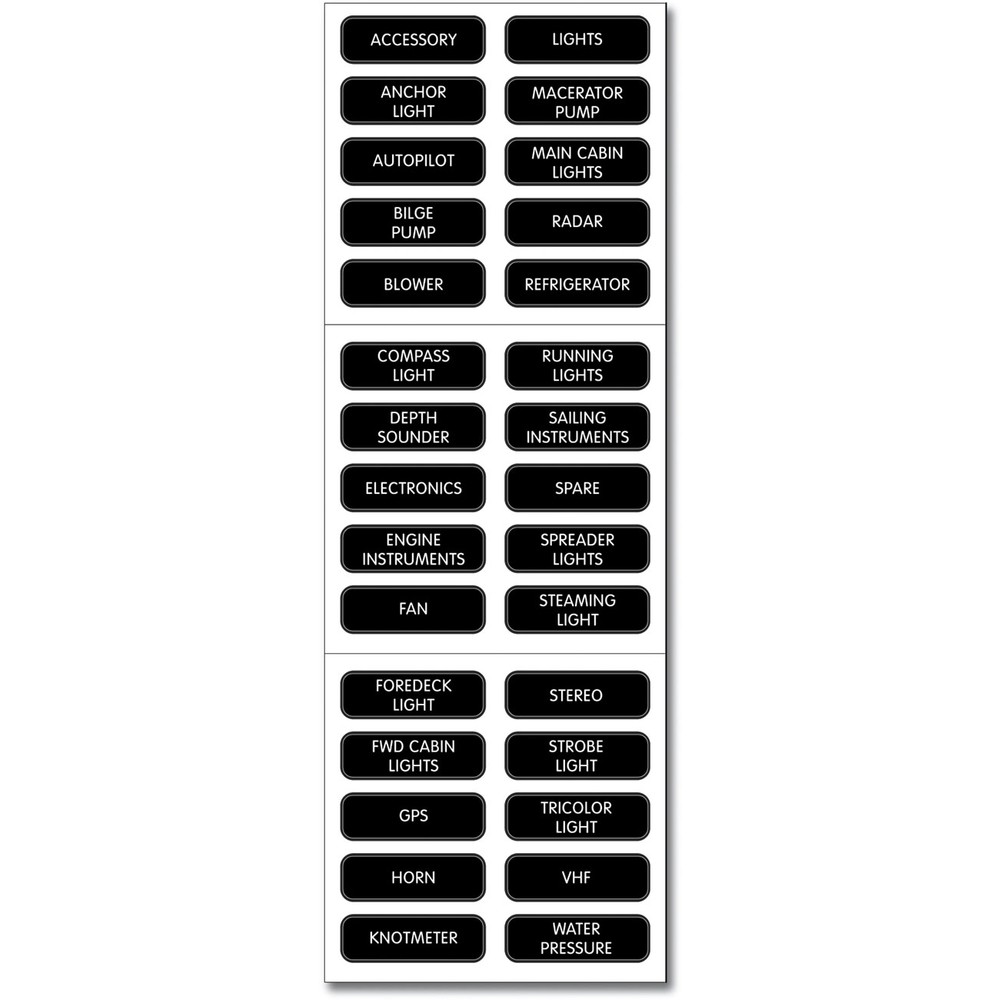 RECAMBIOS MARINOS BS8030 LABEL KIT DC PNL BASIC BLK BS8030