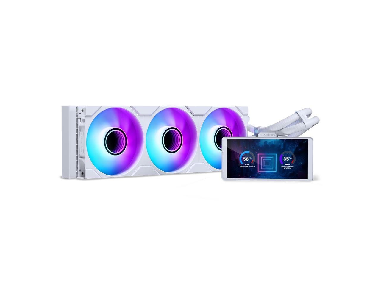 Phanteks Glacier One 360M25-LCD AIO Liquid CPU Cooler, 6" IPS LCD HD Display, 12