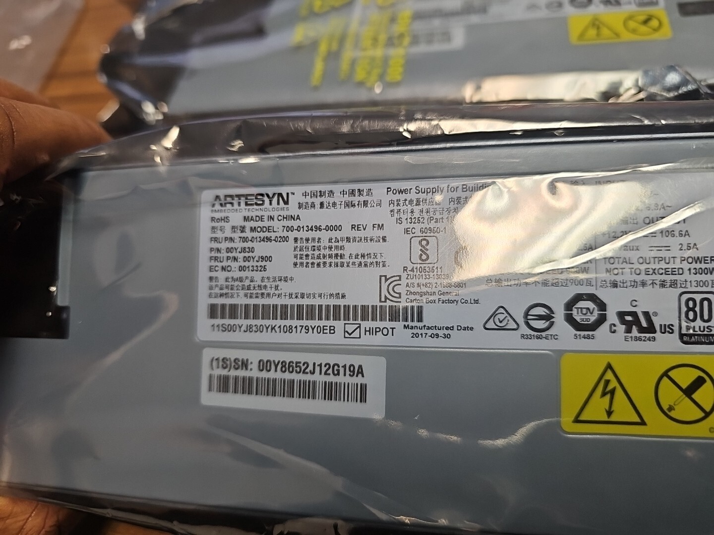 Hp Artesyn 1300W Server Power Supply Pn. 700-013496-0200