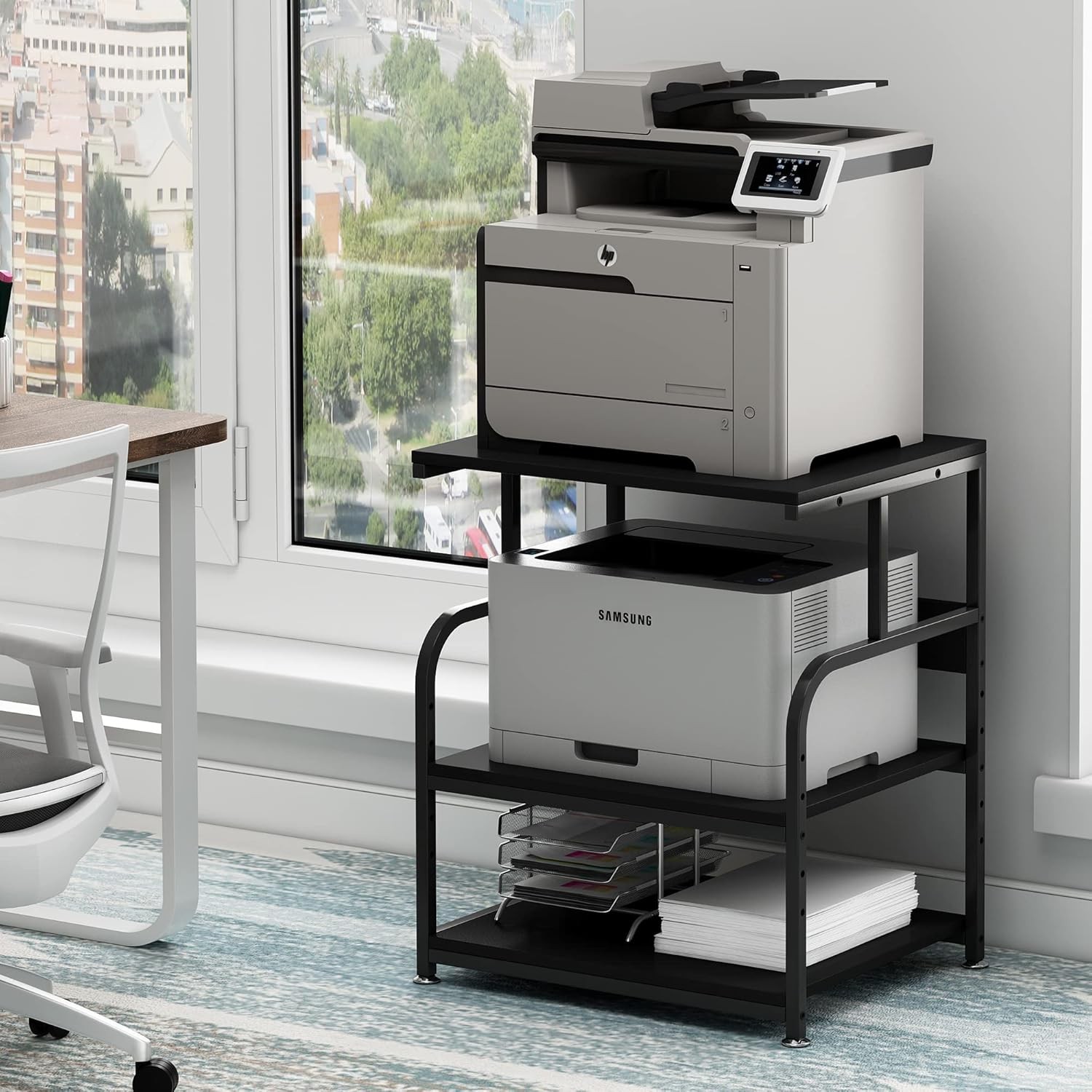 23.6x18.9x30 Inch Large Printer Stand with Adjustable Storage Shelf