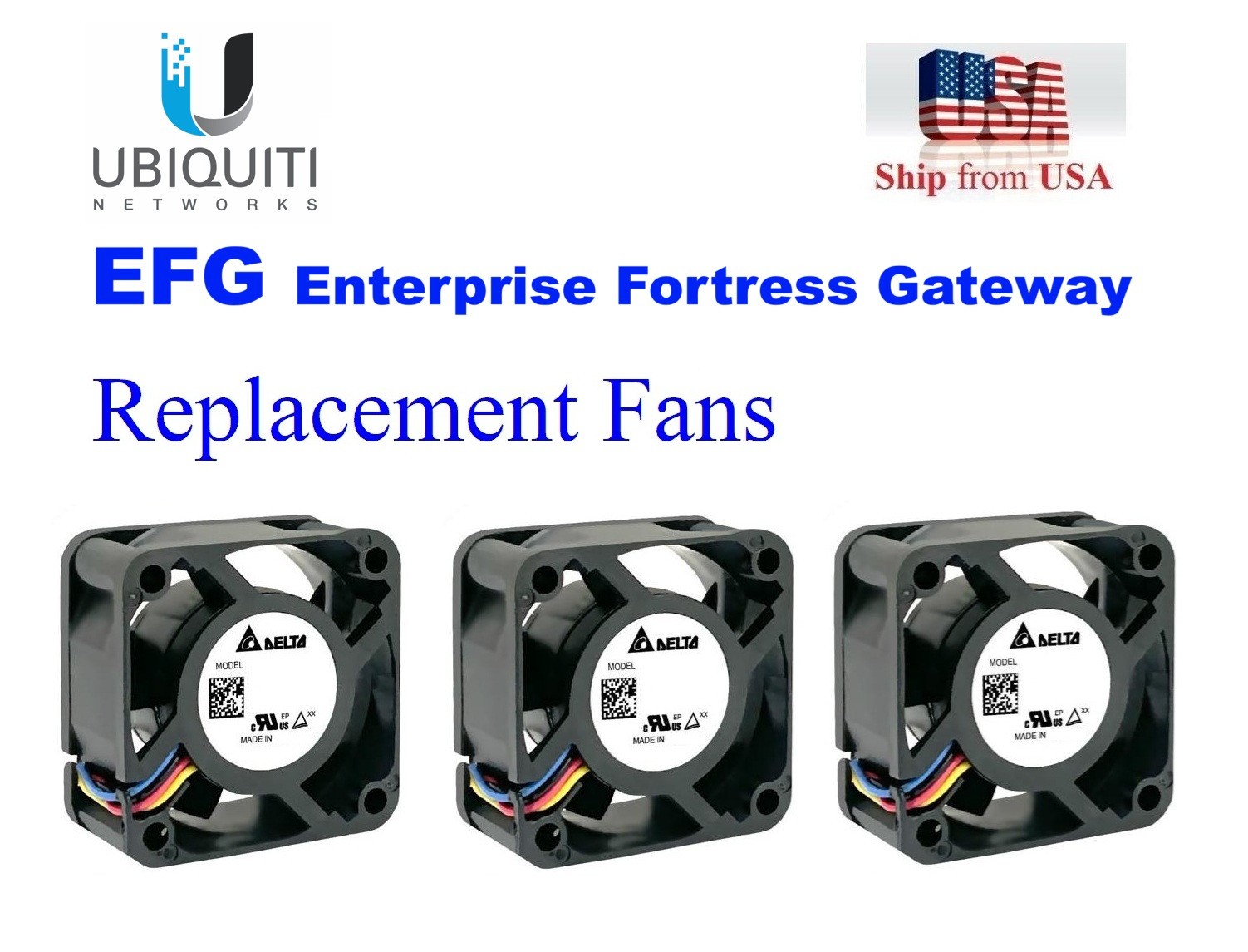 3x Quiet Version replacement fans for Ubiquiti Unifi Enterprise Fortress Gateway