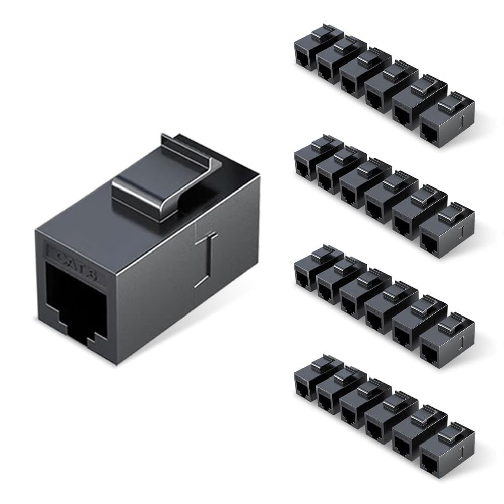 25 PCS Black RJ45 Cat6 Keystone Coupler Female To Female UTP Jack Insert