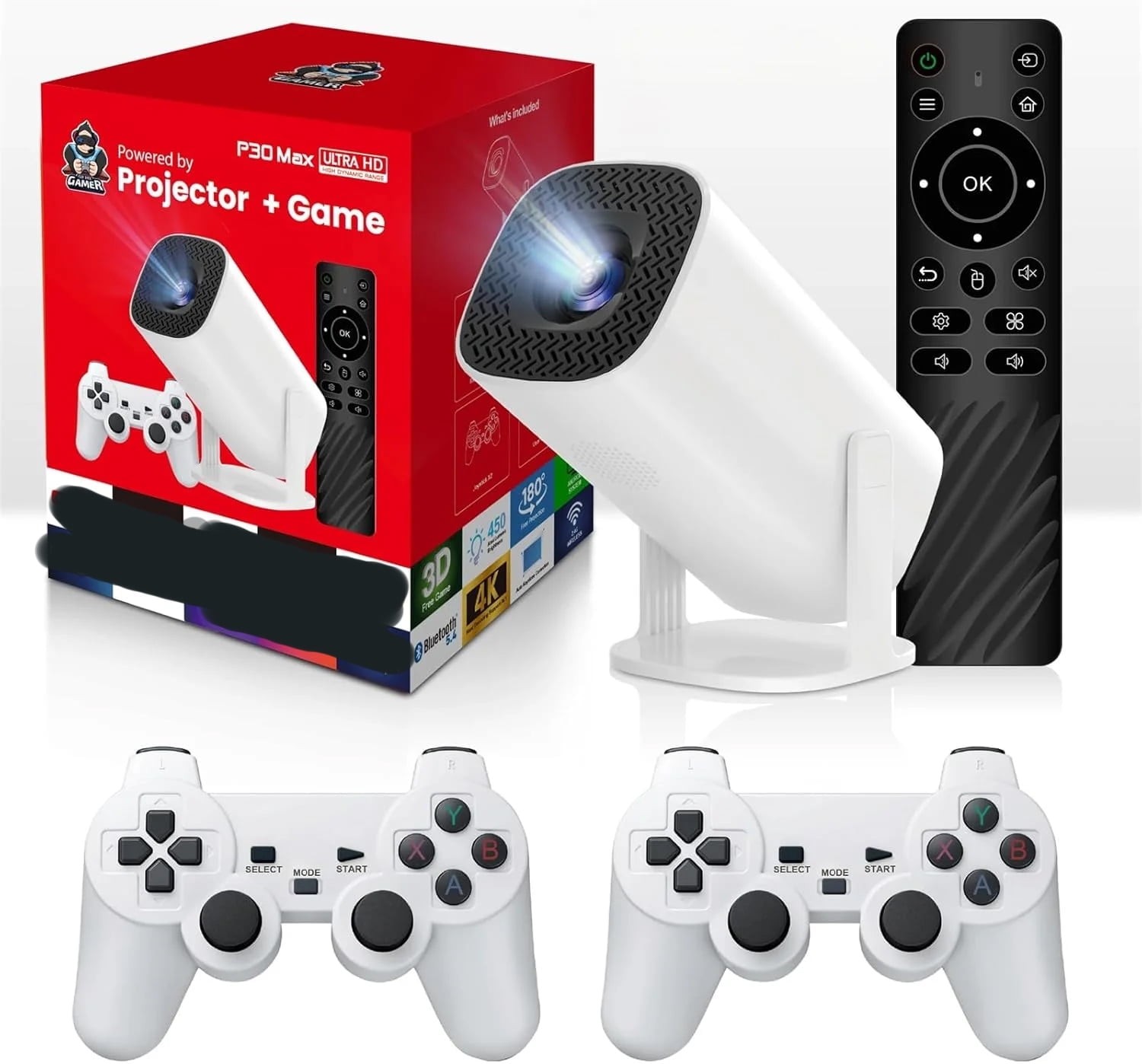 Kothab Retro Console Projector, Built-in 40,000+ Games with 40+ Emulators, 4K