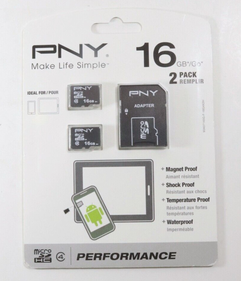  PNY Performance P-SDU16G4X2-GE 16GB microSDHC Memory Card 2-Pack