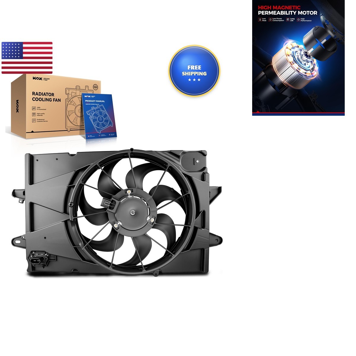 KAX Engine Radiator Cooling Fan, Compatible 2010-2017 Equinox 2.4L