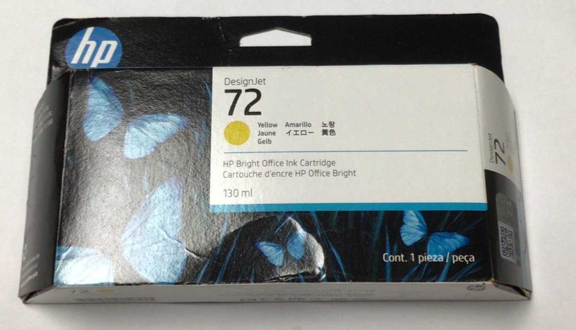 Genuine HP 72 DesignJet Yellow Ink 12-2026 C9373A Design Jet T610 T770