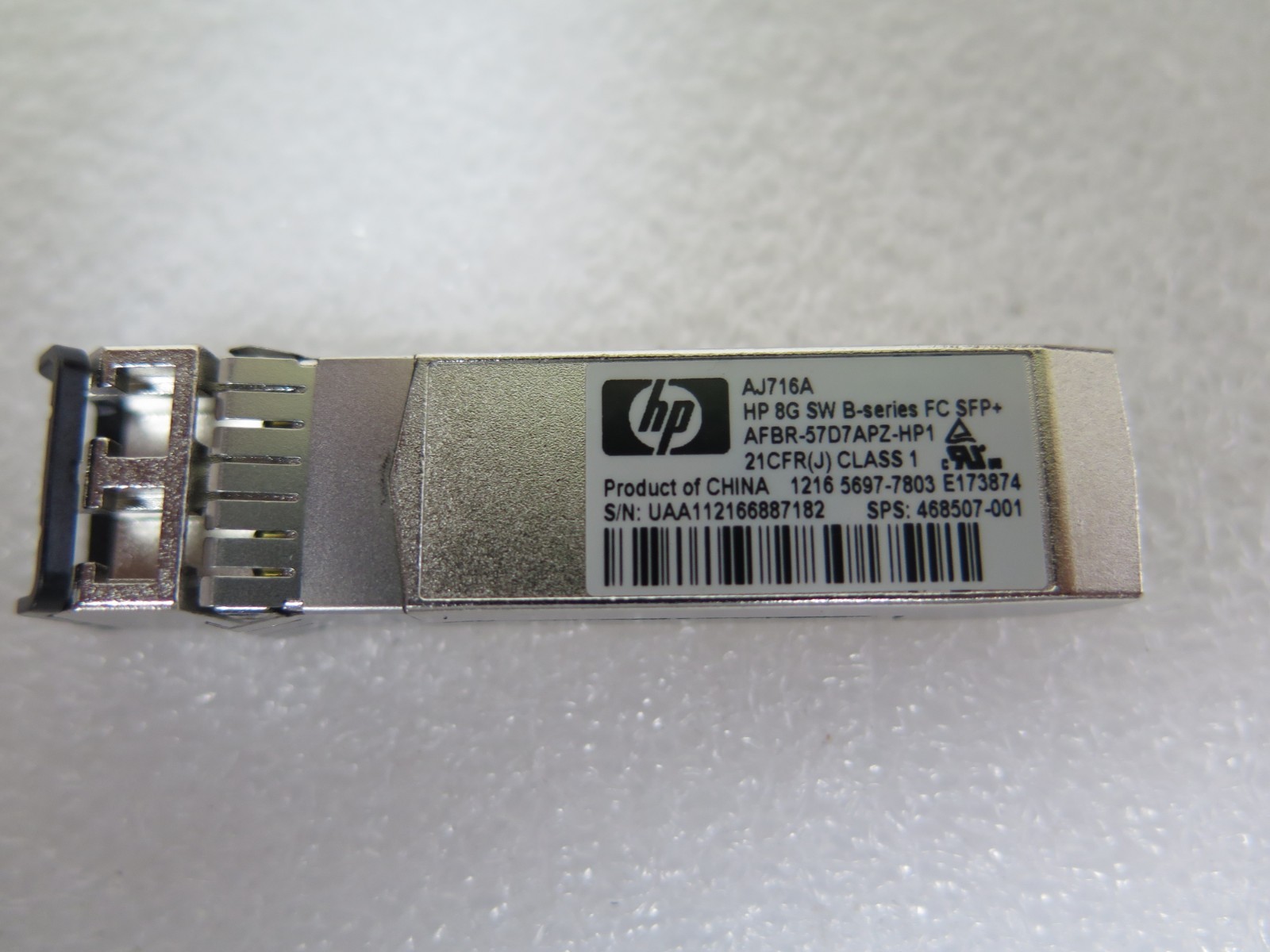 Genuine HP 8GB B-Series SW Fiber Channel SFP+ Transceiver AJ716A 468507-001