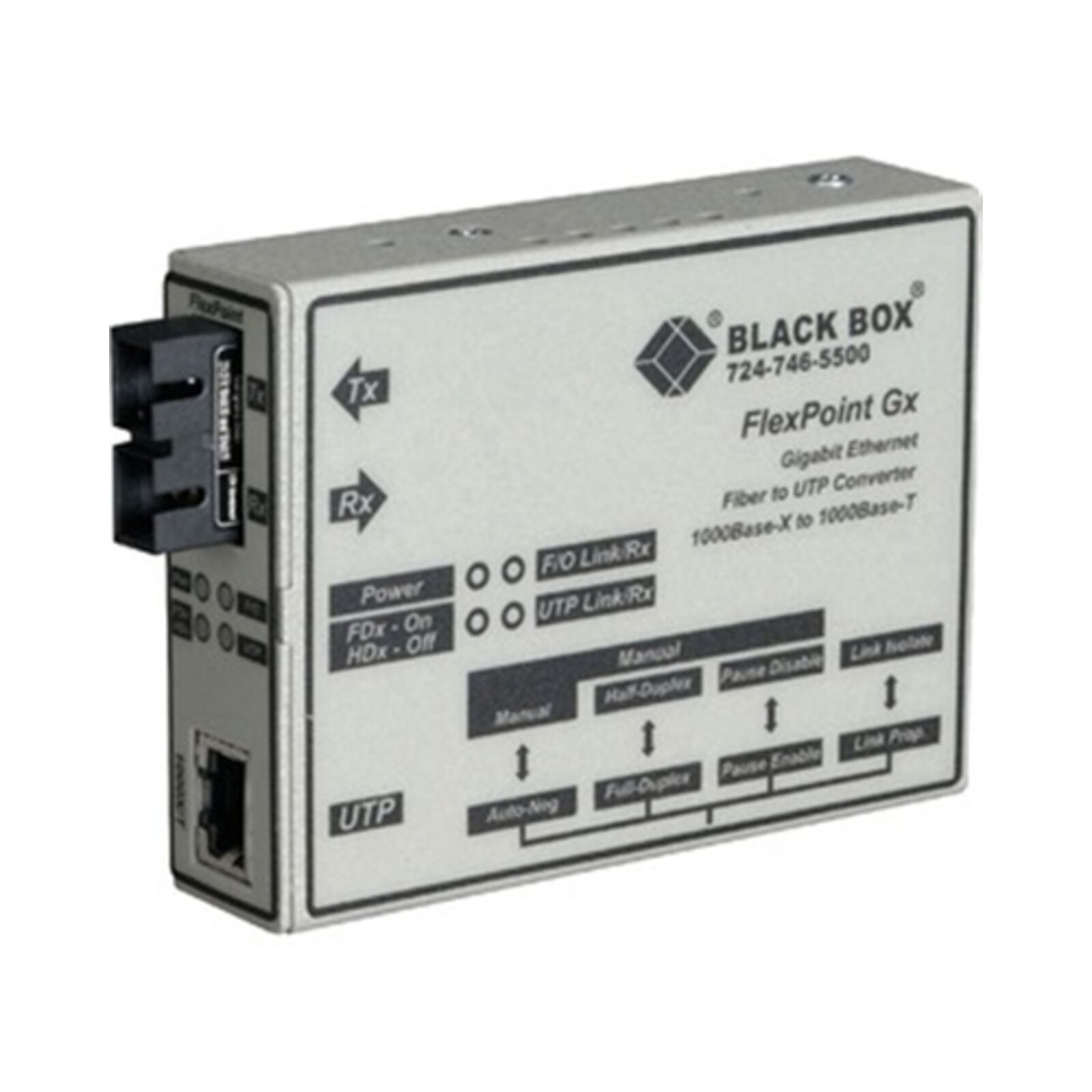 Black Box Network - LMC1003A-R3 - Black Box FlexPoint Gigabit UTP to Fiber