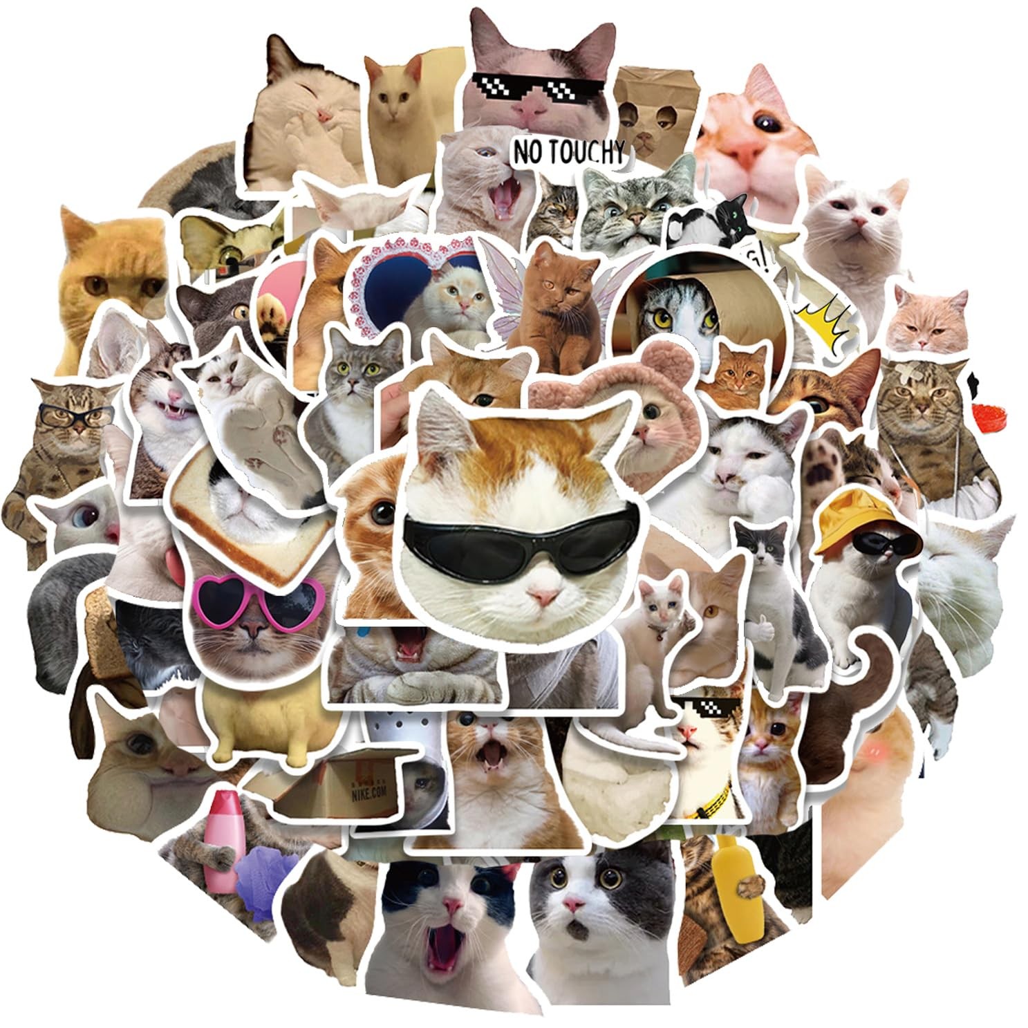 100 Pcs Funny Cat Stickers Cute Cat Meme Sticker for Adults Funny Animal Vinyl W