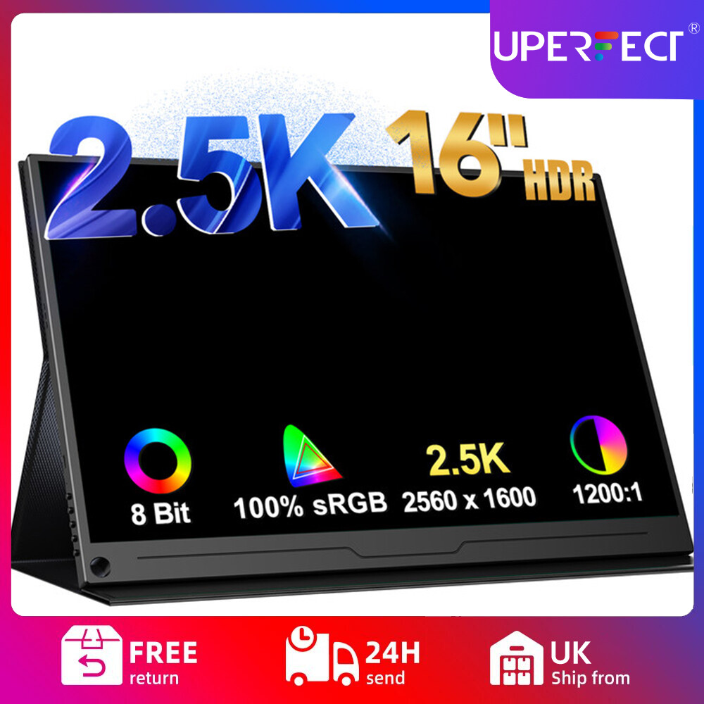 UPERFECT Portable Monitor, 16.0" QHD 2*USB-C Mini HDMI 500 cd/m² Display Used US