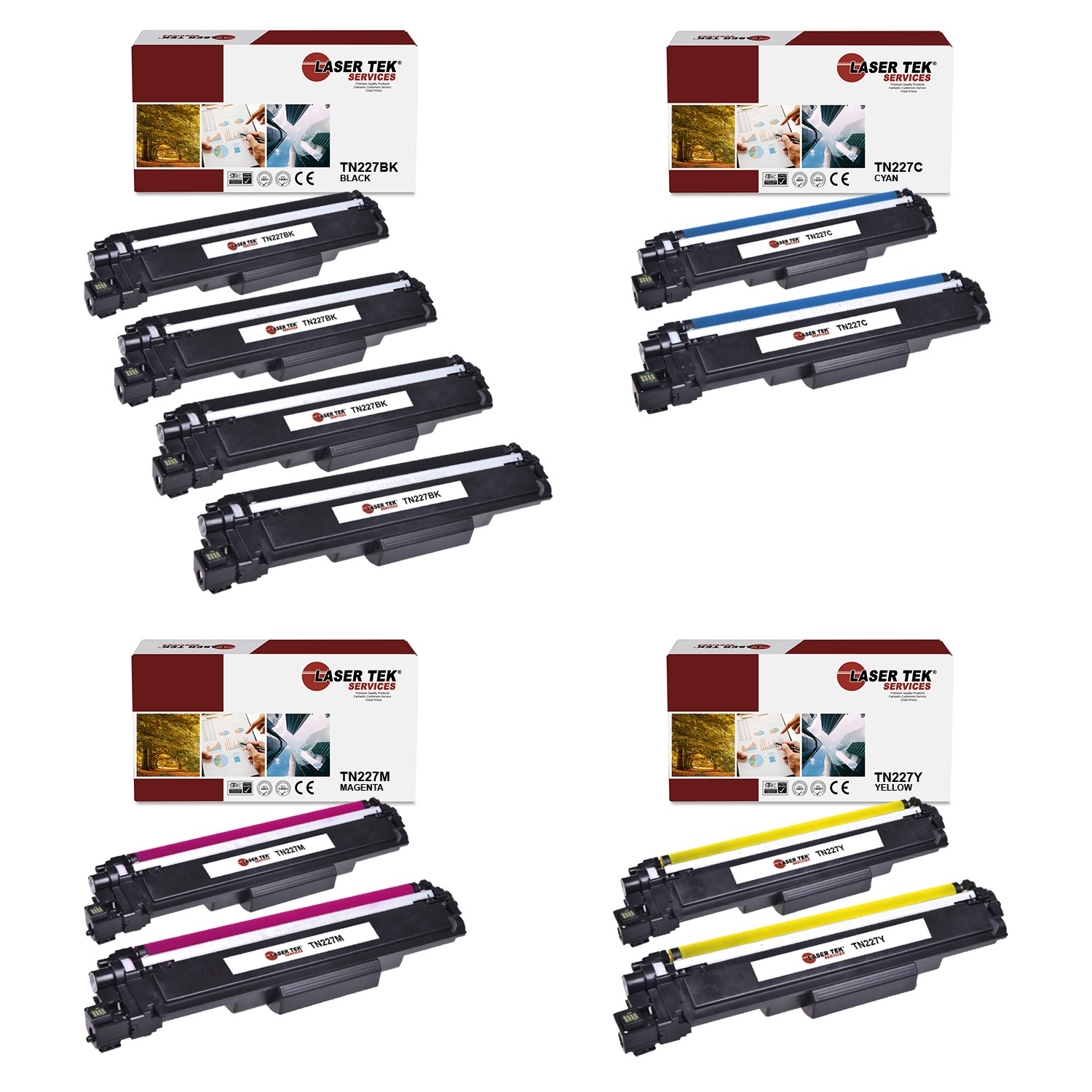 10Pk LTS TN-227 BCMY Hi-Yield Compatible for Brother HLL3210CW L3230CDW Toner